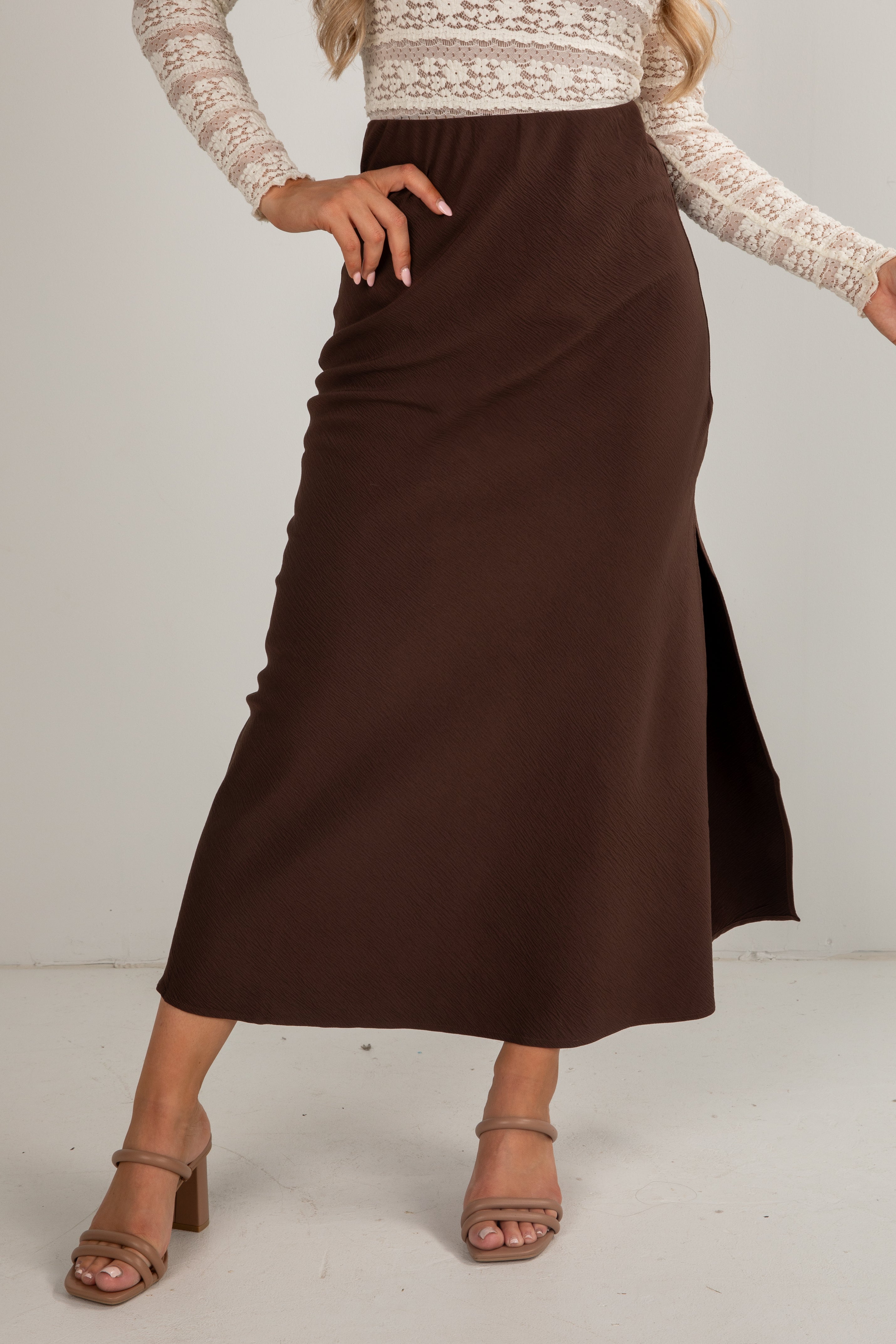 brown maxi skirt