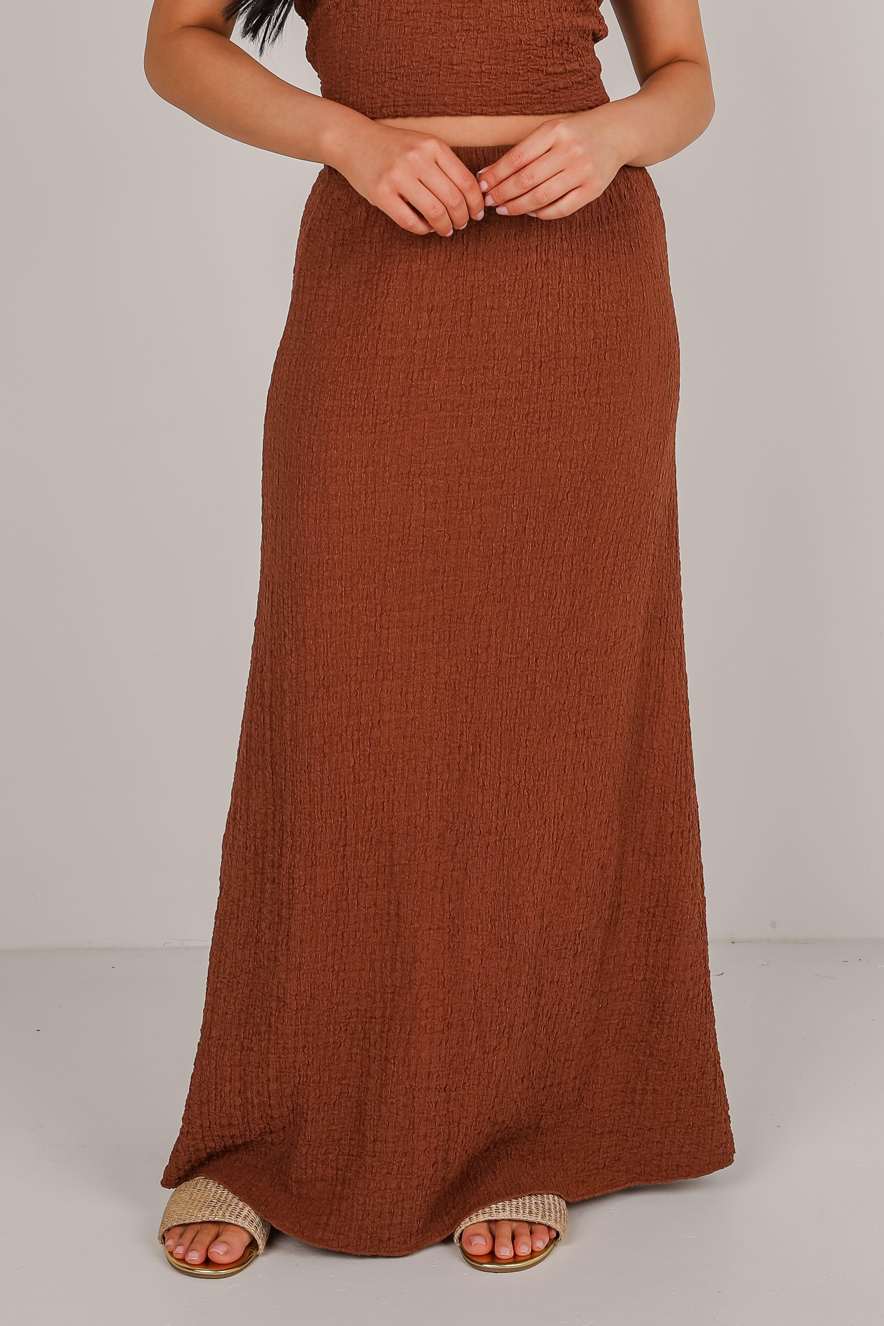 Come With Me Brown Maxi Skirt