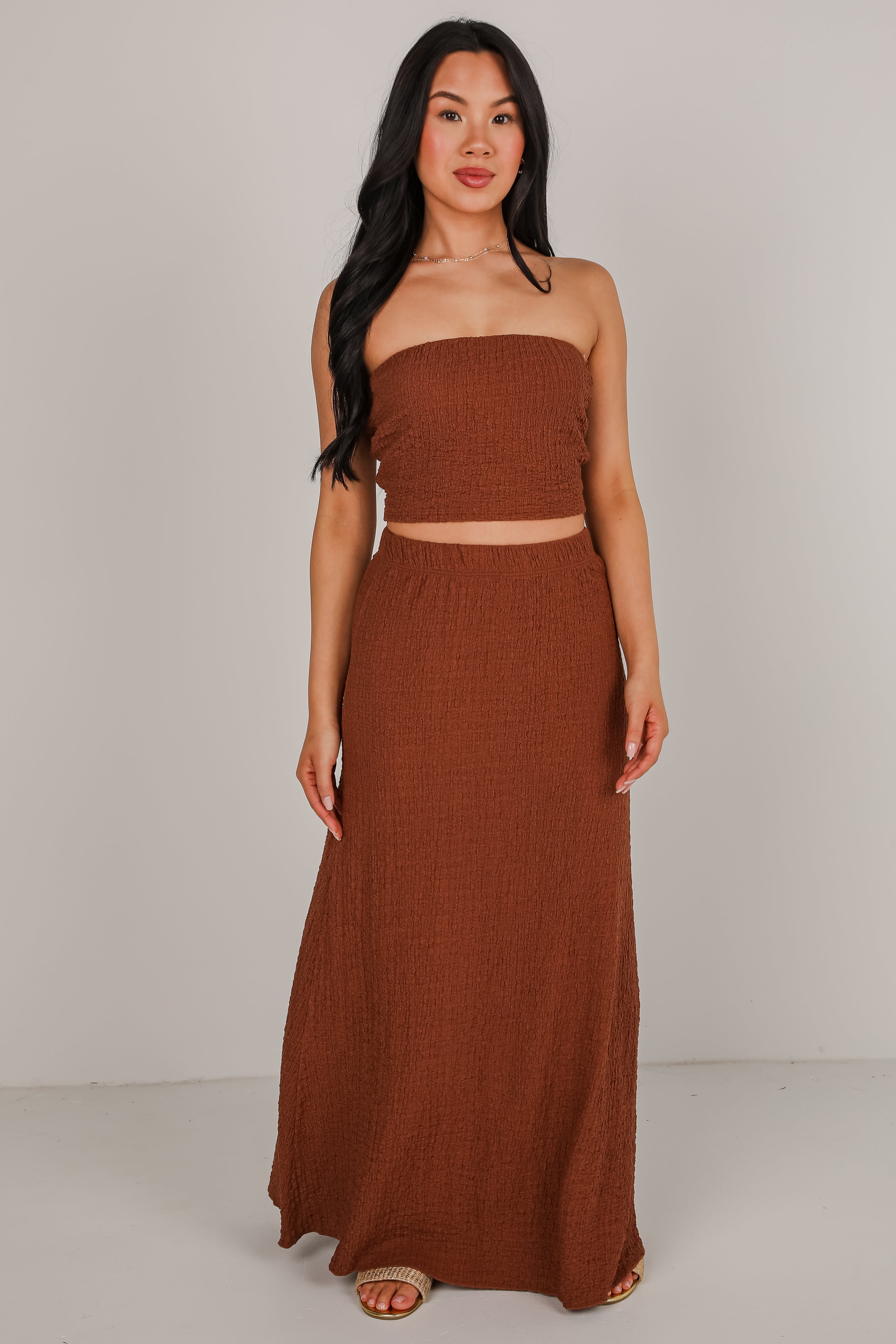 Come With Me Brown Maxi Skirt