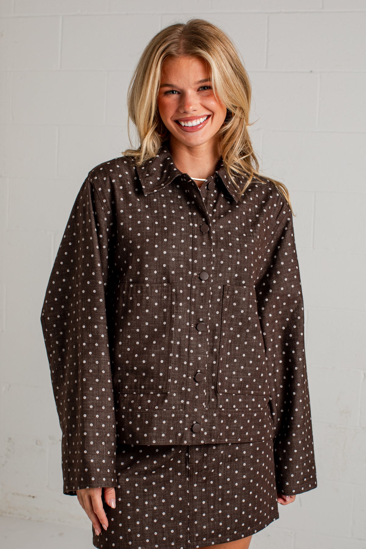 Dot Your Way Brown Polka Dot Jacket
