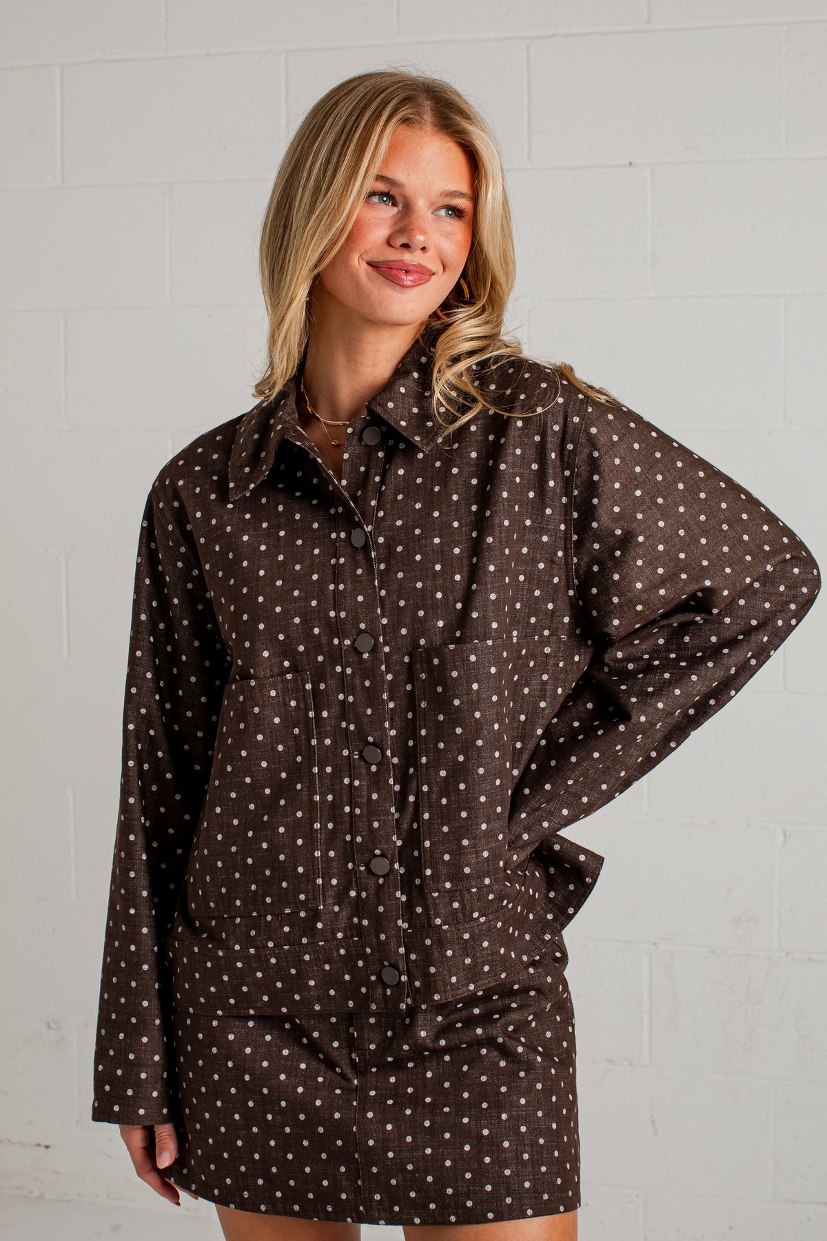 Dot Your Way Brown Polka Dot Jacket