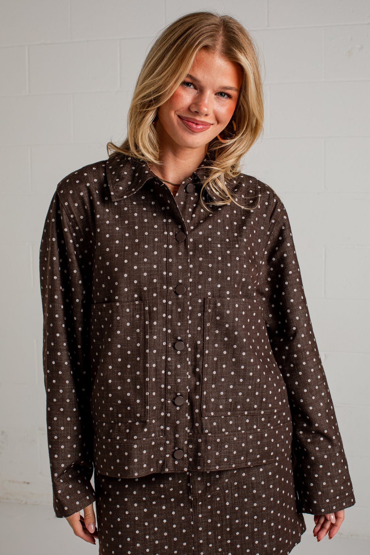Dot Your Way Brown Polka Dot Jacket