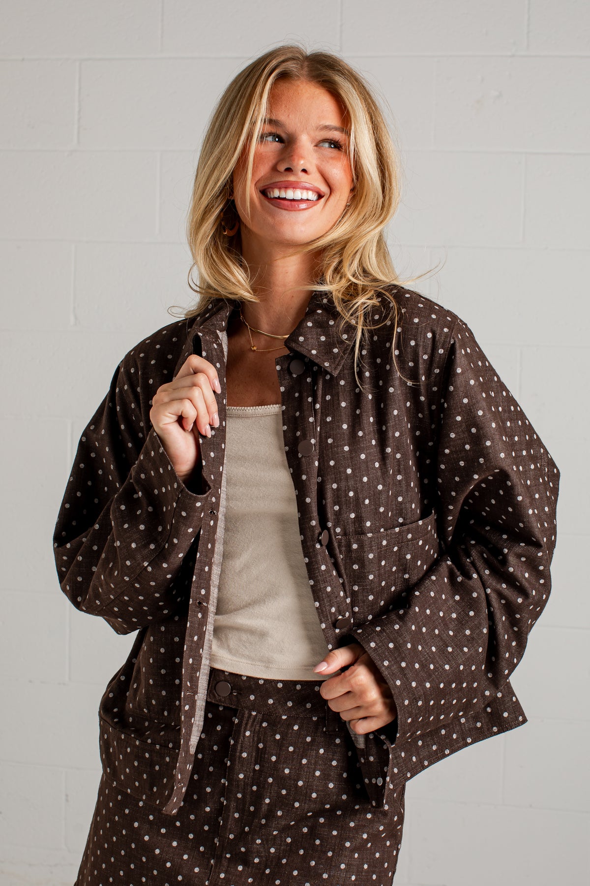 Dot Your Way Brown Polka Dot Jacket