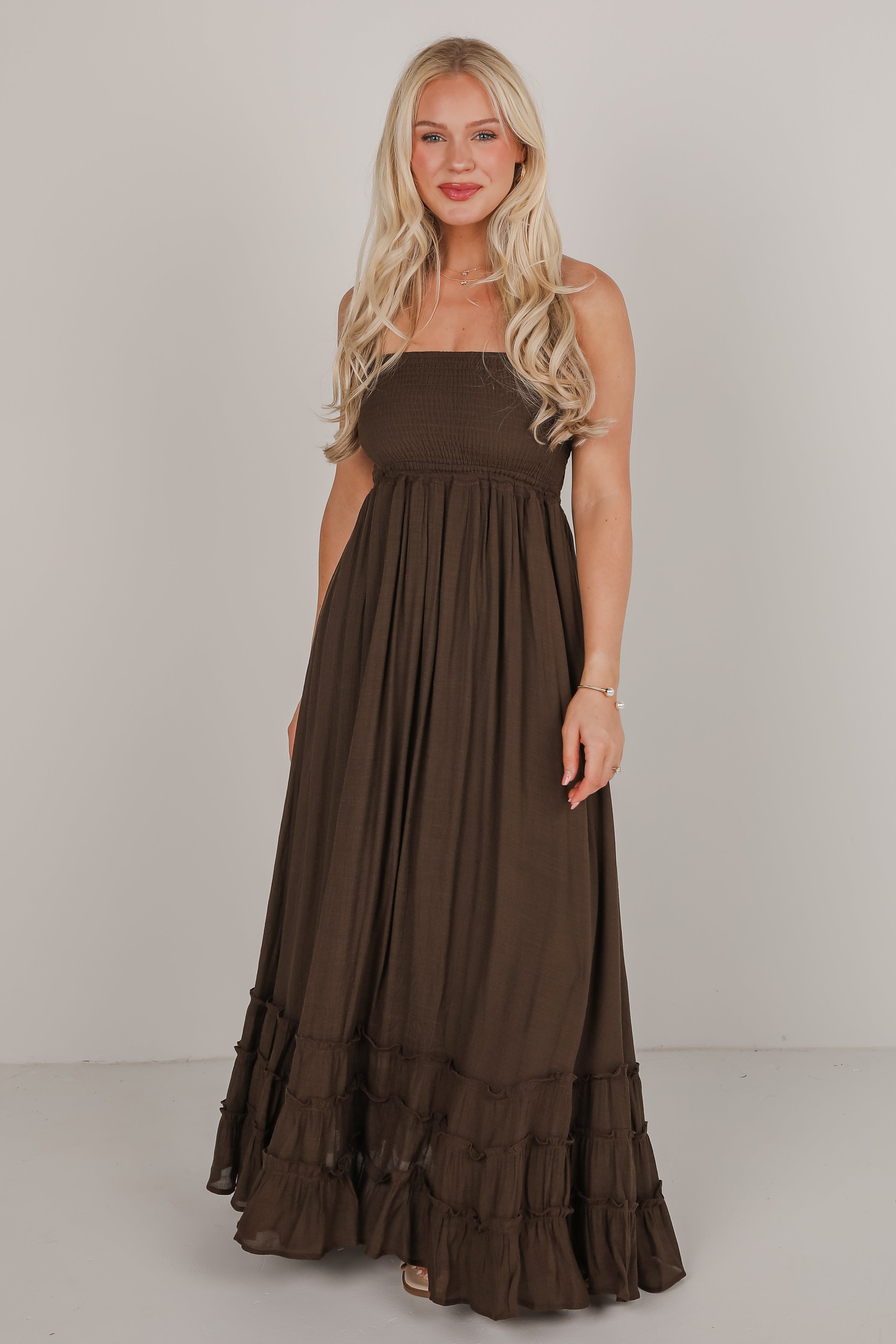 Good Things Take Time Smocked Halter Maxi Dress