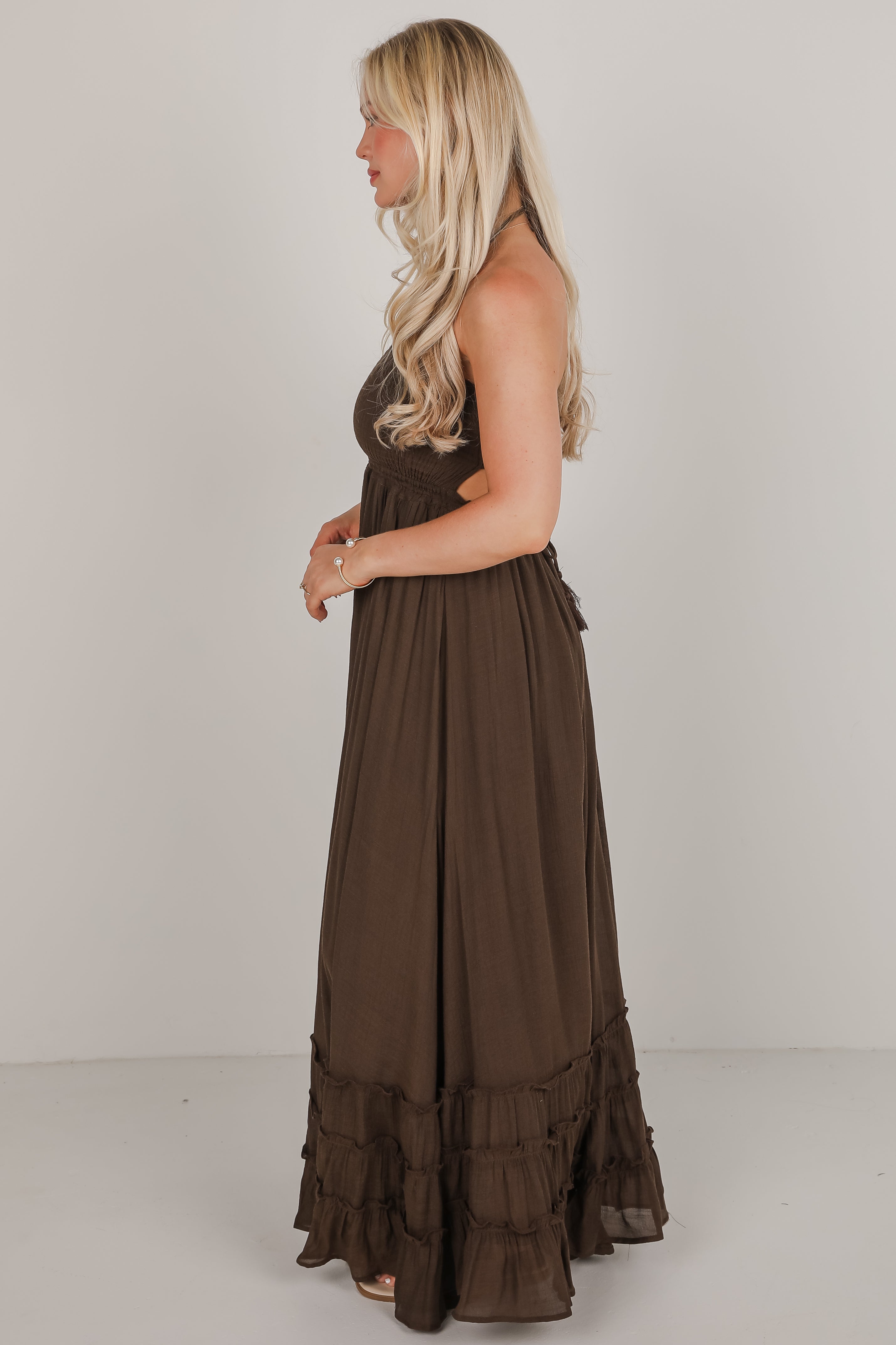 Good Things Take Time Smocked Halter Maxi Dress