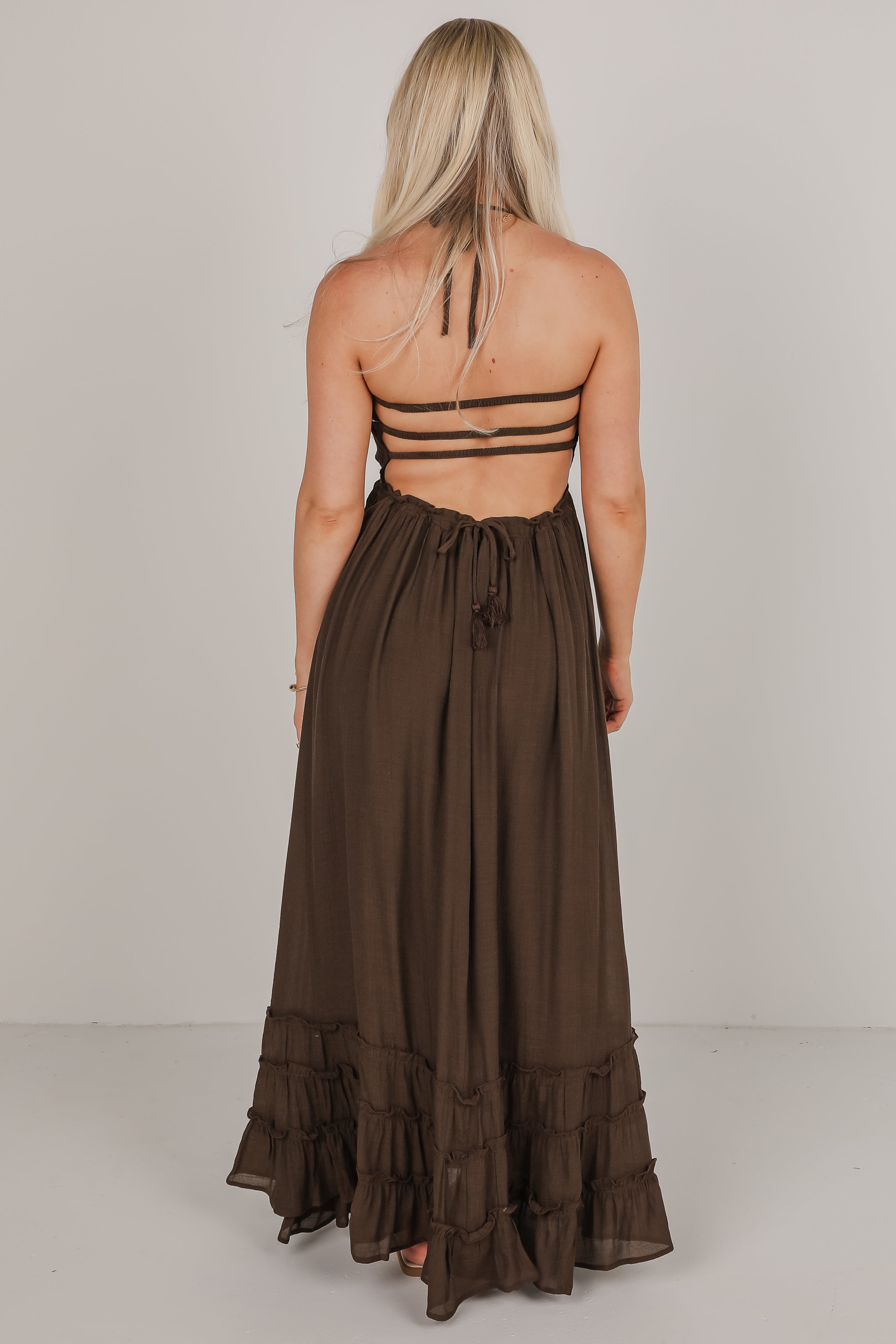 Good Things Take Time Smocked Halter Maxi Dress