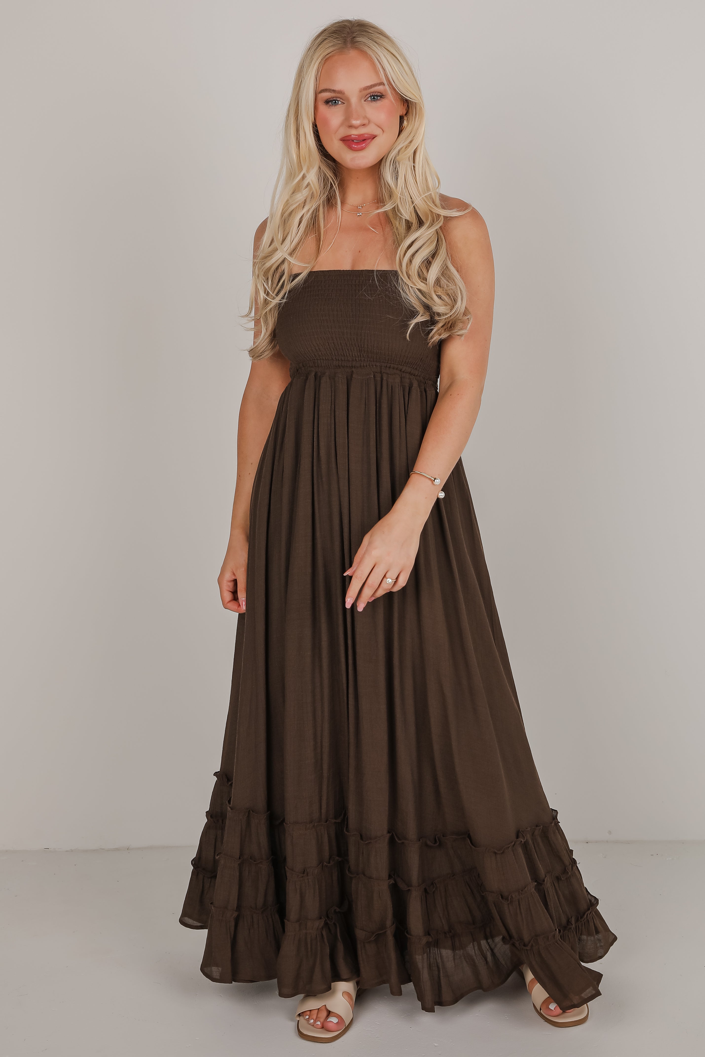 Good Things Take Time Smocked Halter Maxi Dress