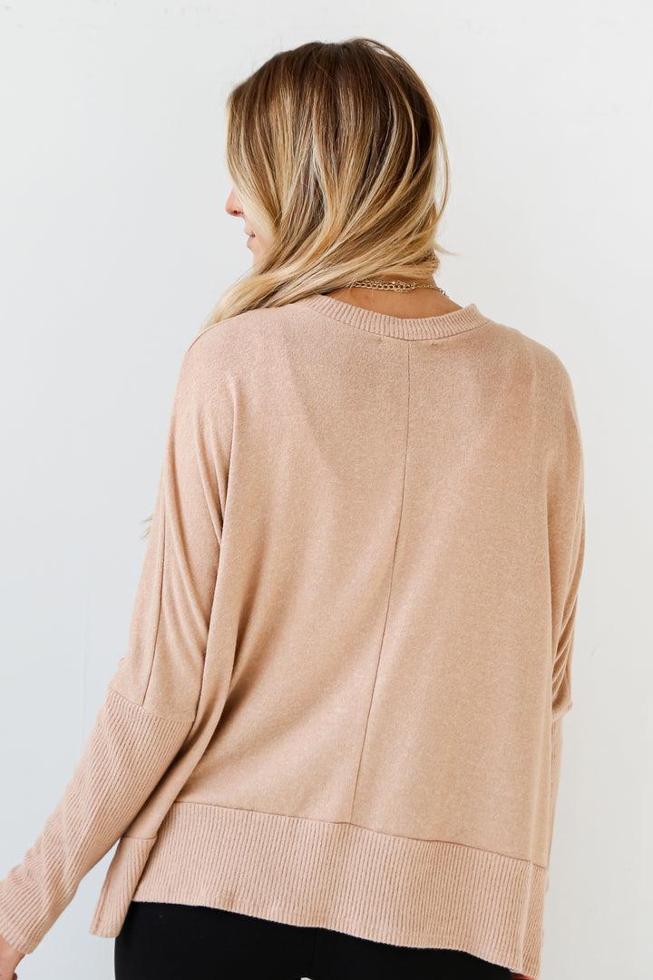taupe Brushed Knit Top back view
