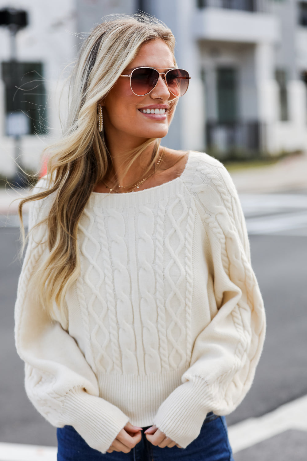 cute Cable Knit Sweater Tops