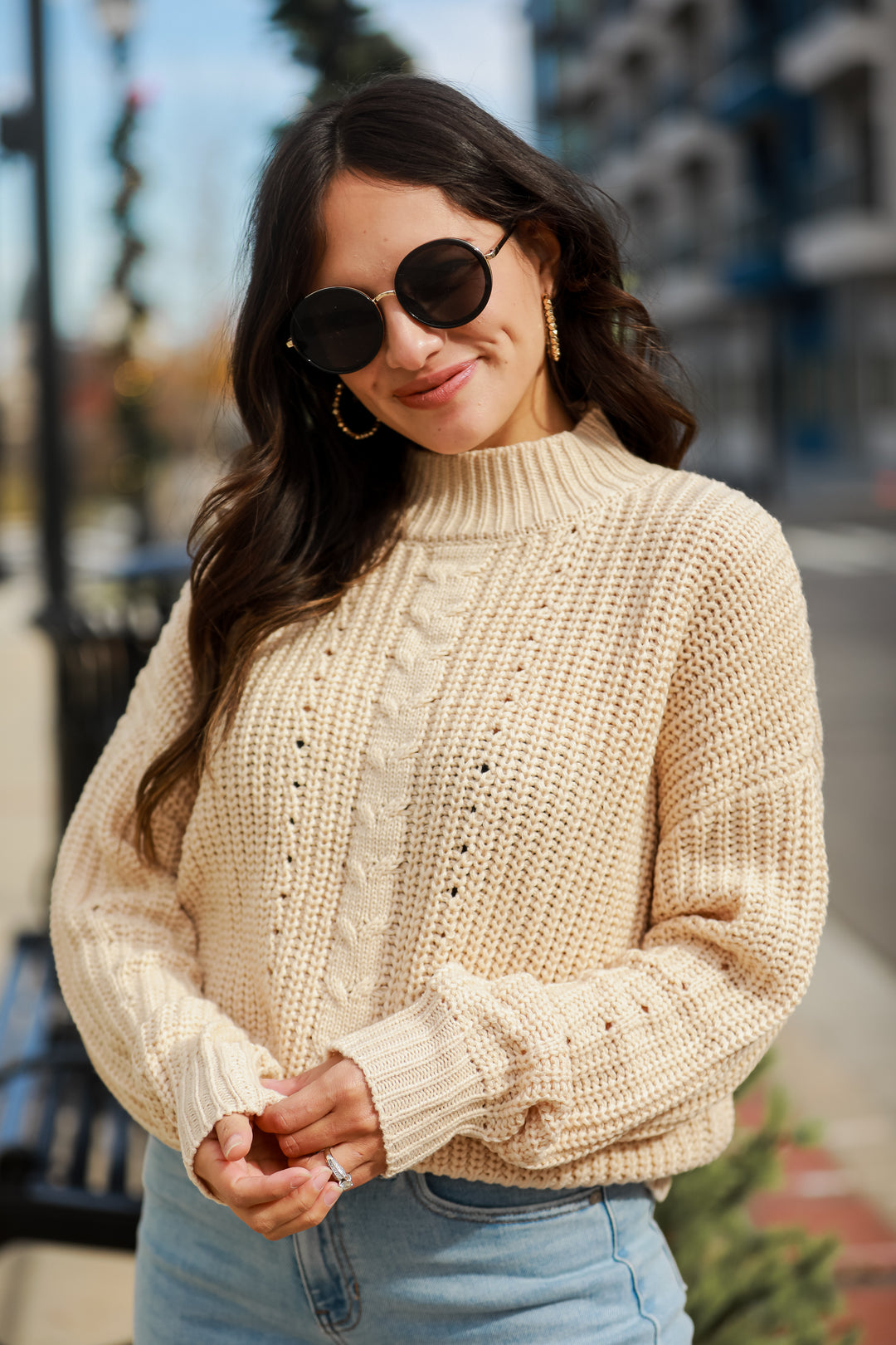 taupe Mock Neck Sweater