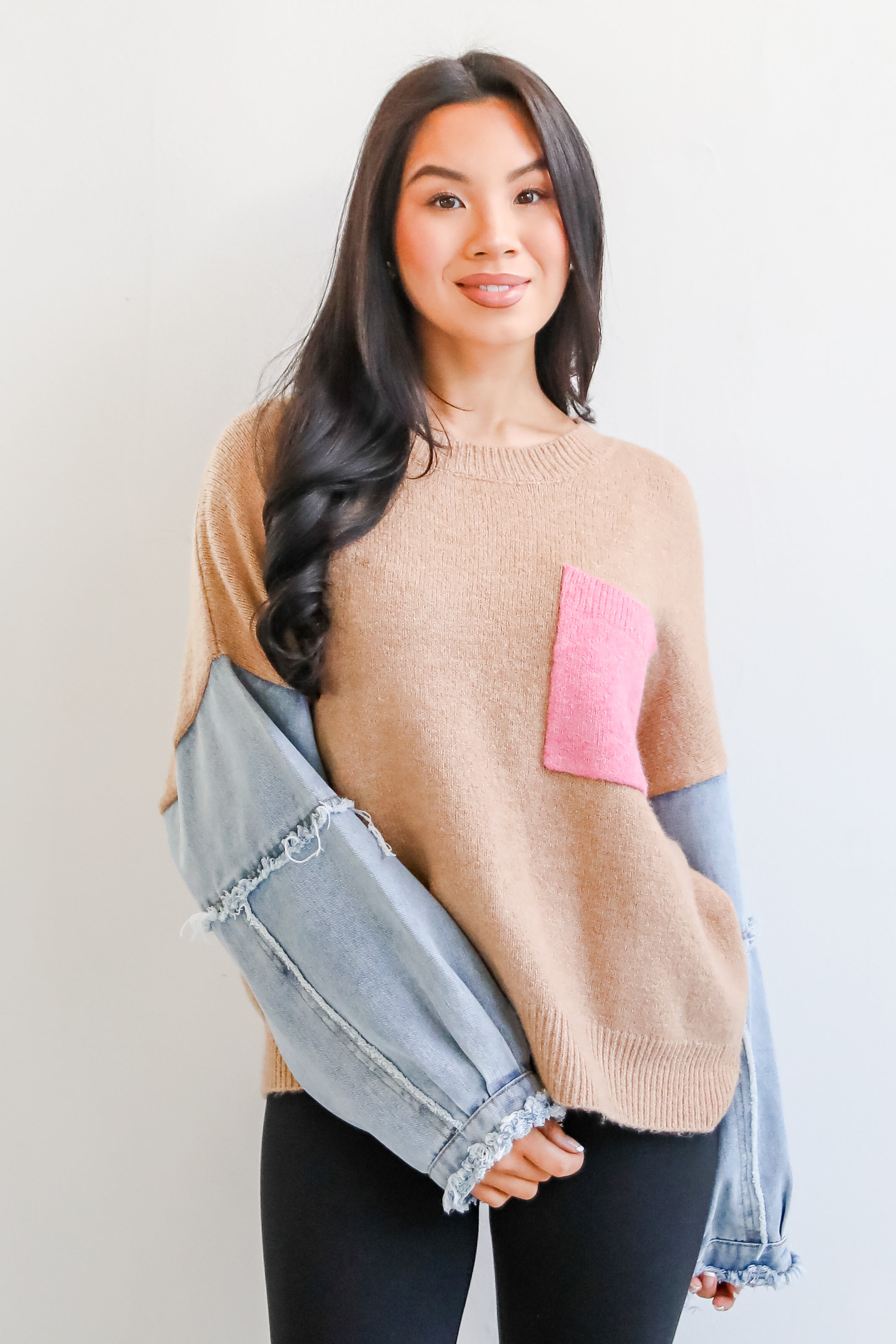 Exceptional Status Contrast Color Block Sweater