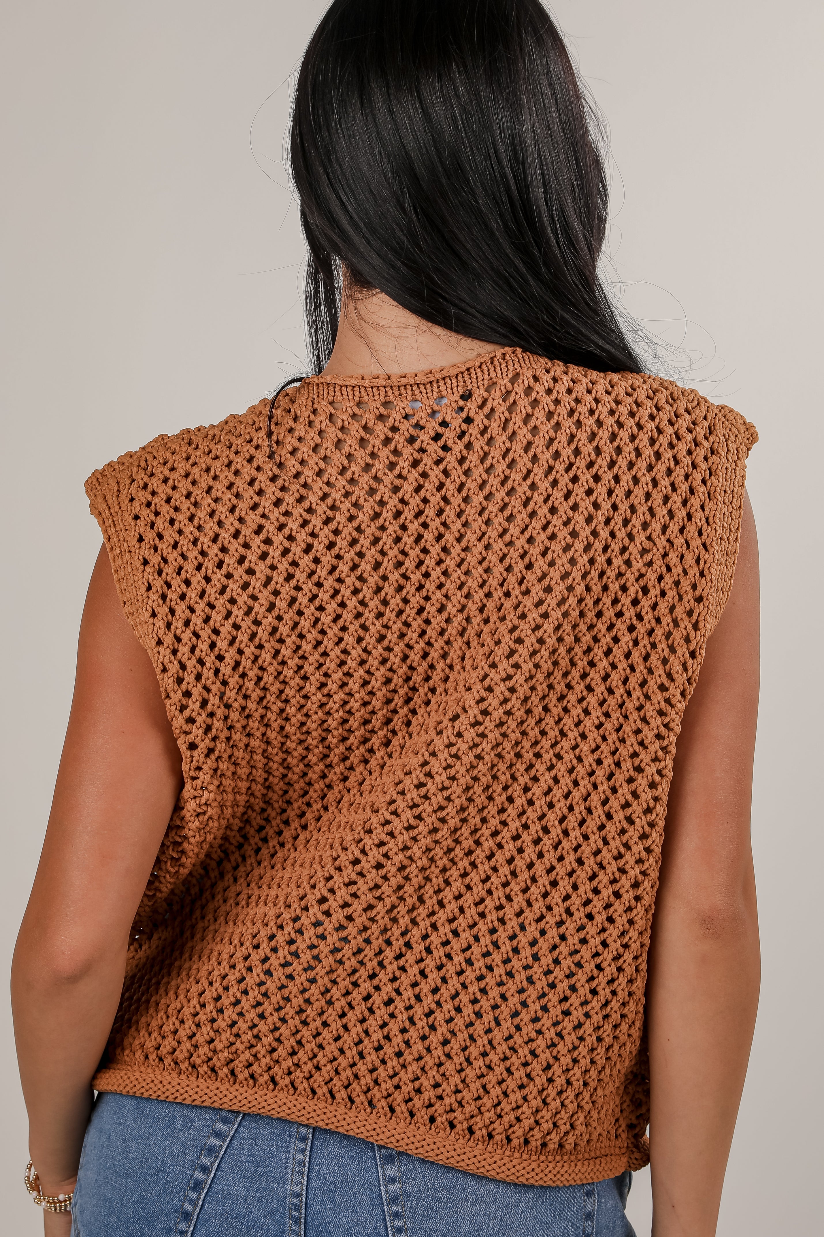 When You Know Sleeveless Open Knit Top