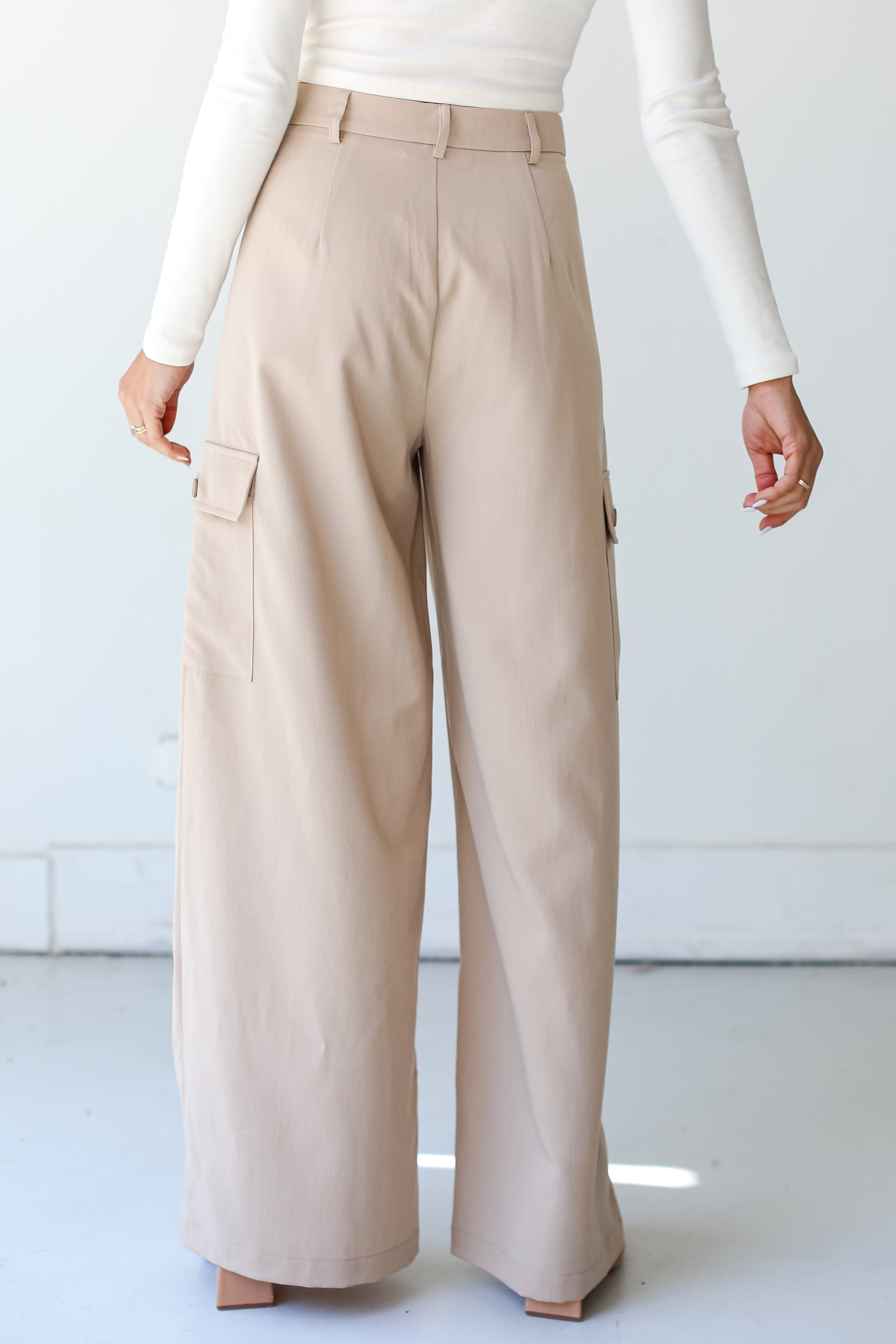 taupe Cargo Trouser Pants back view