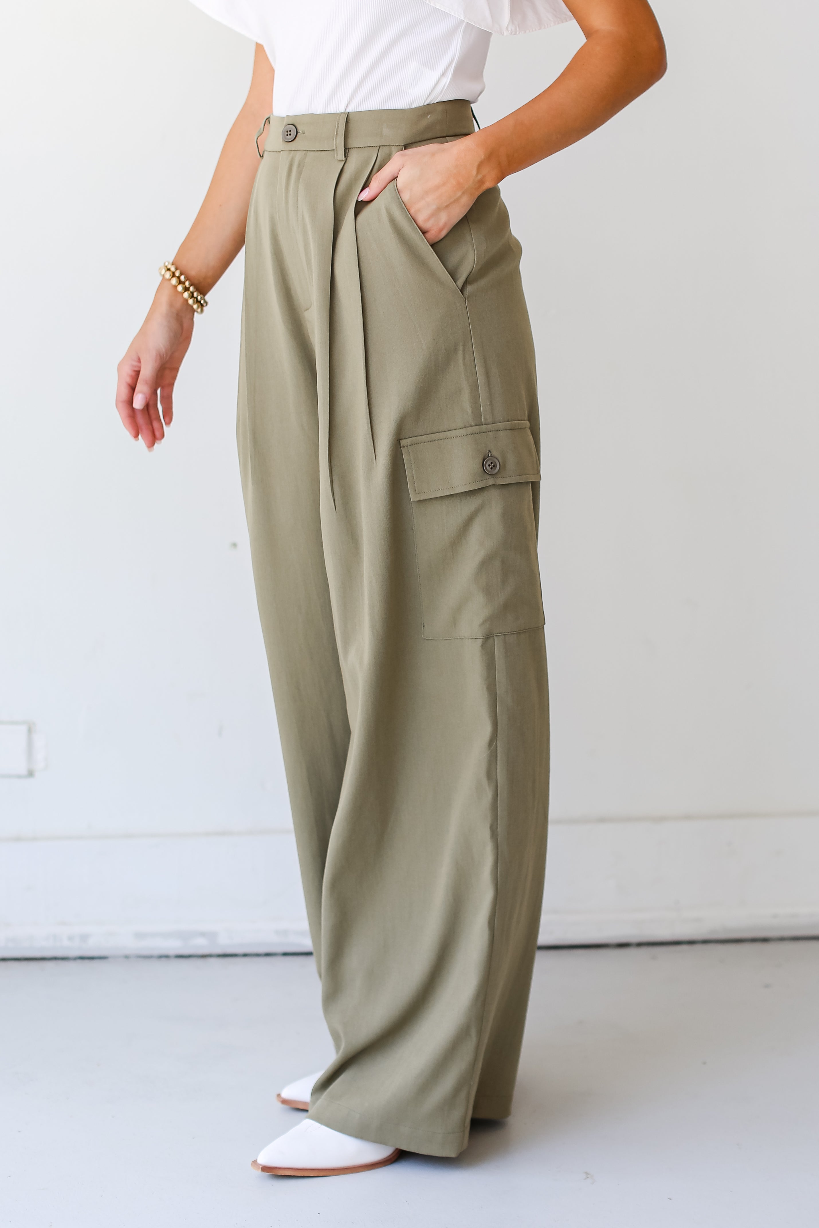 olive Cargo Trouser Pants side view