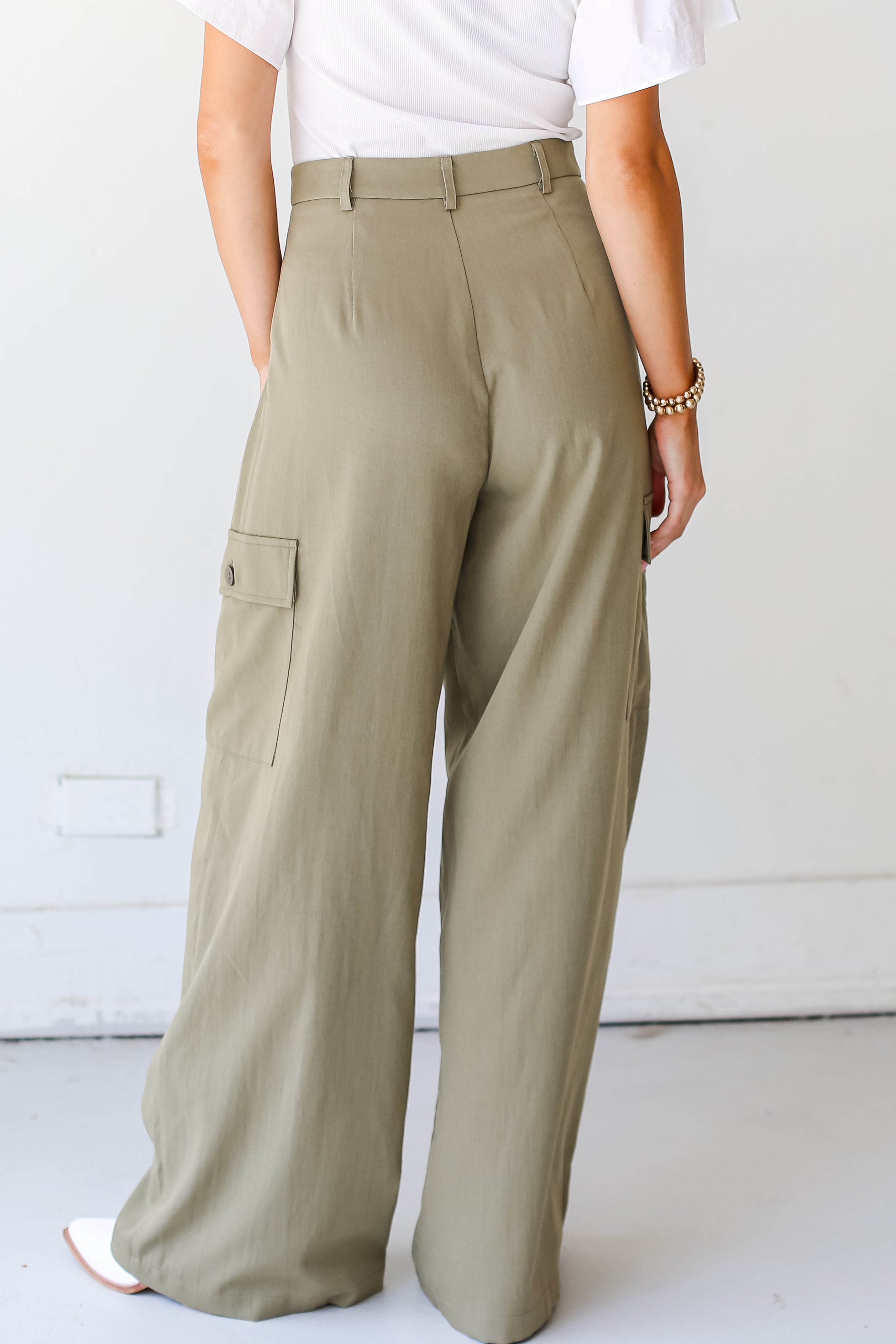 olive Cargo Trouser Pants back view
