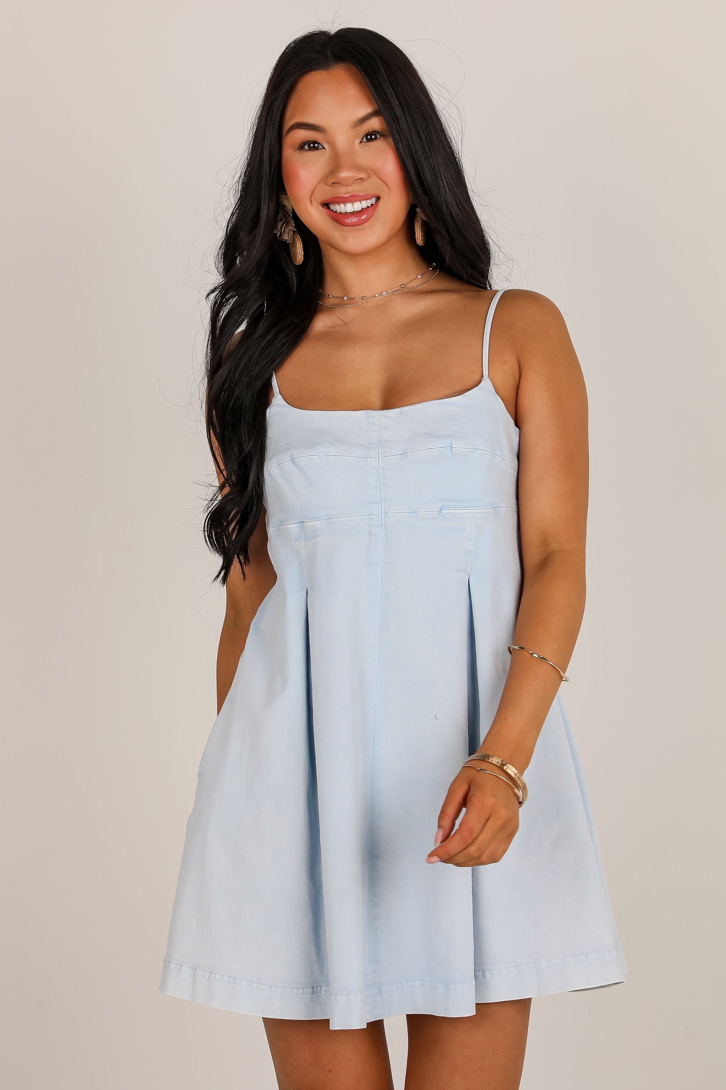 Truly Marvelous Chambray Denim Mini Dress