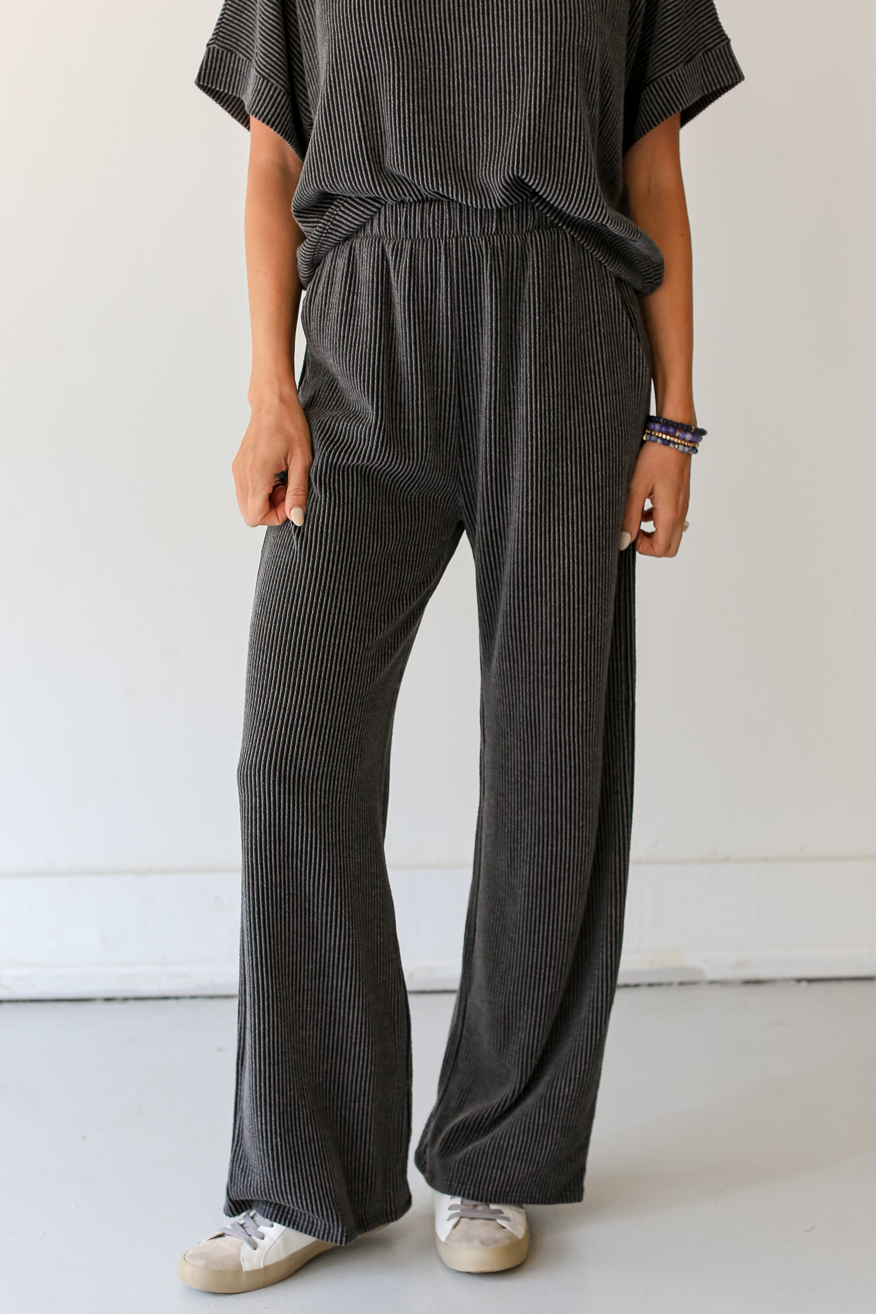 charcoal Corded Lounge Pants close up