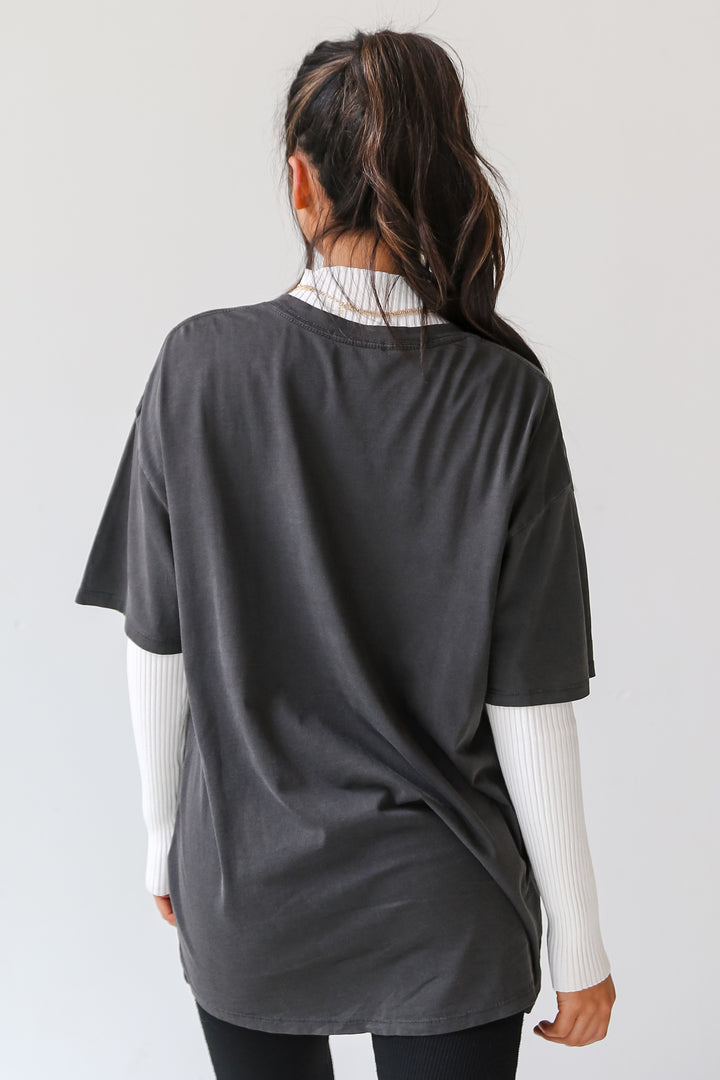 Charcoal Free Bird Spirit Oversized Graphic Tee back view