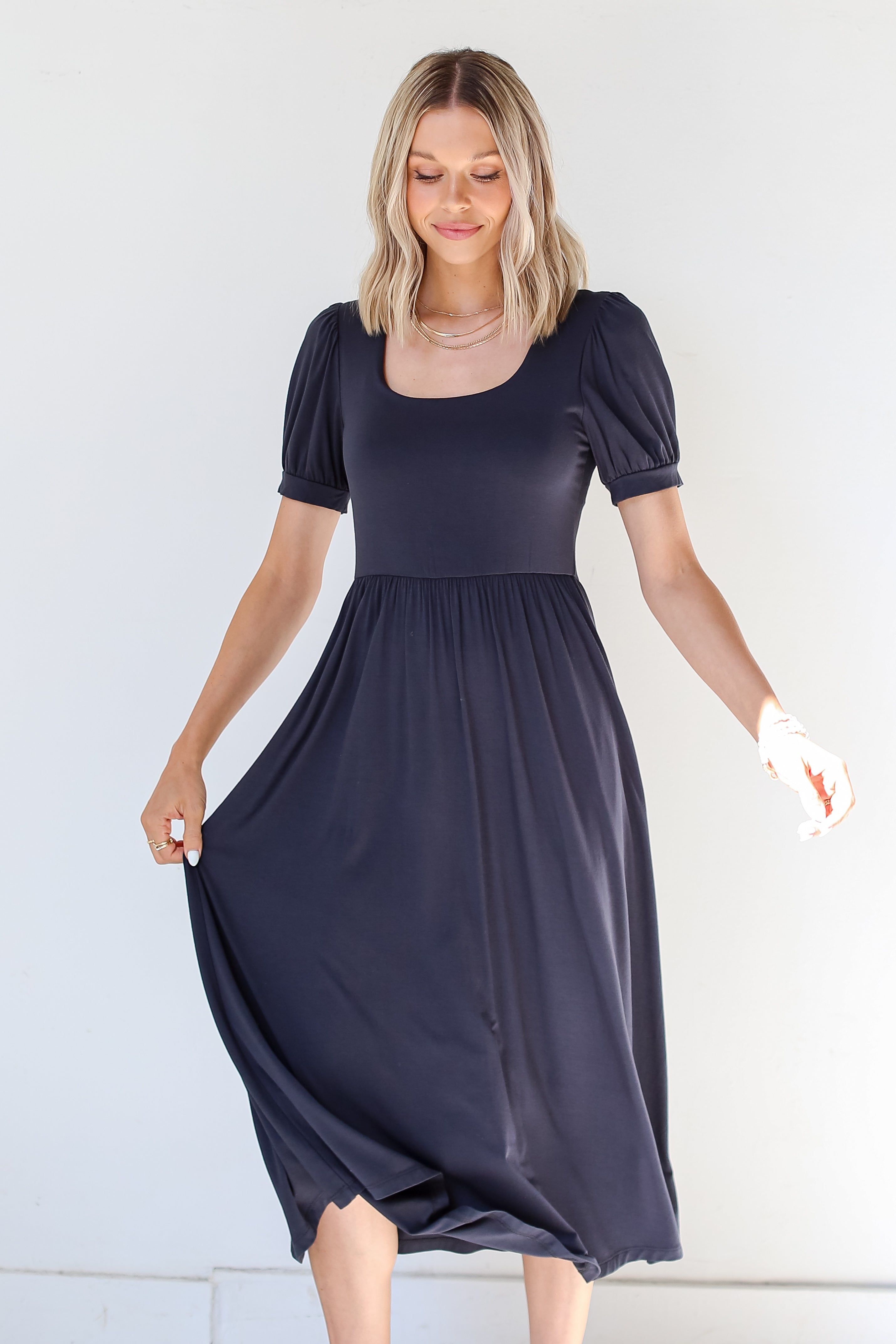 charcoal Midi Dress front view