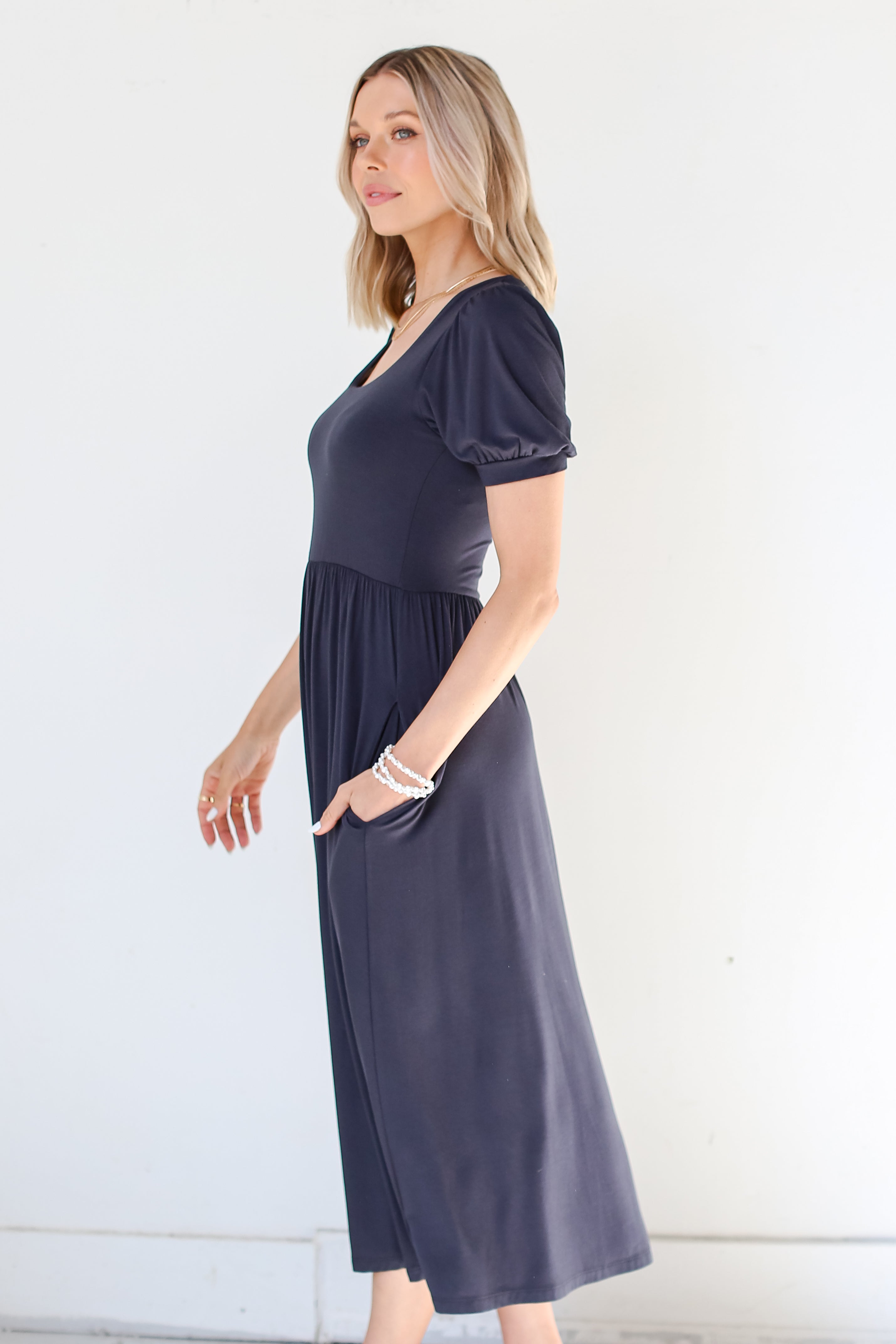 charcoal Midi Dress side view