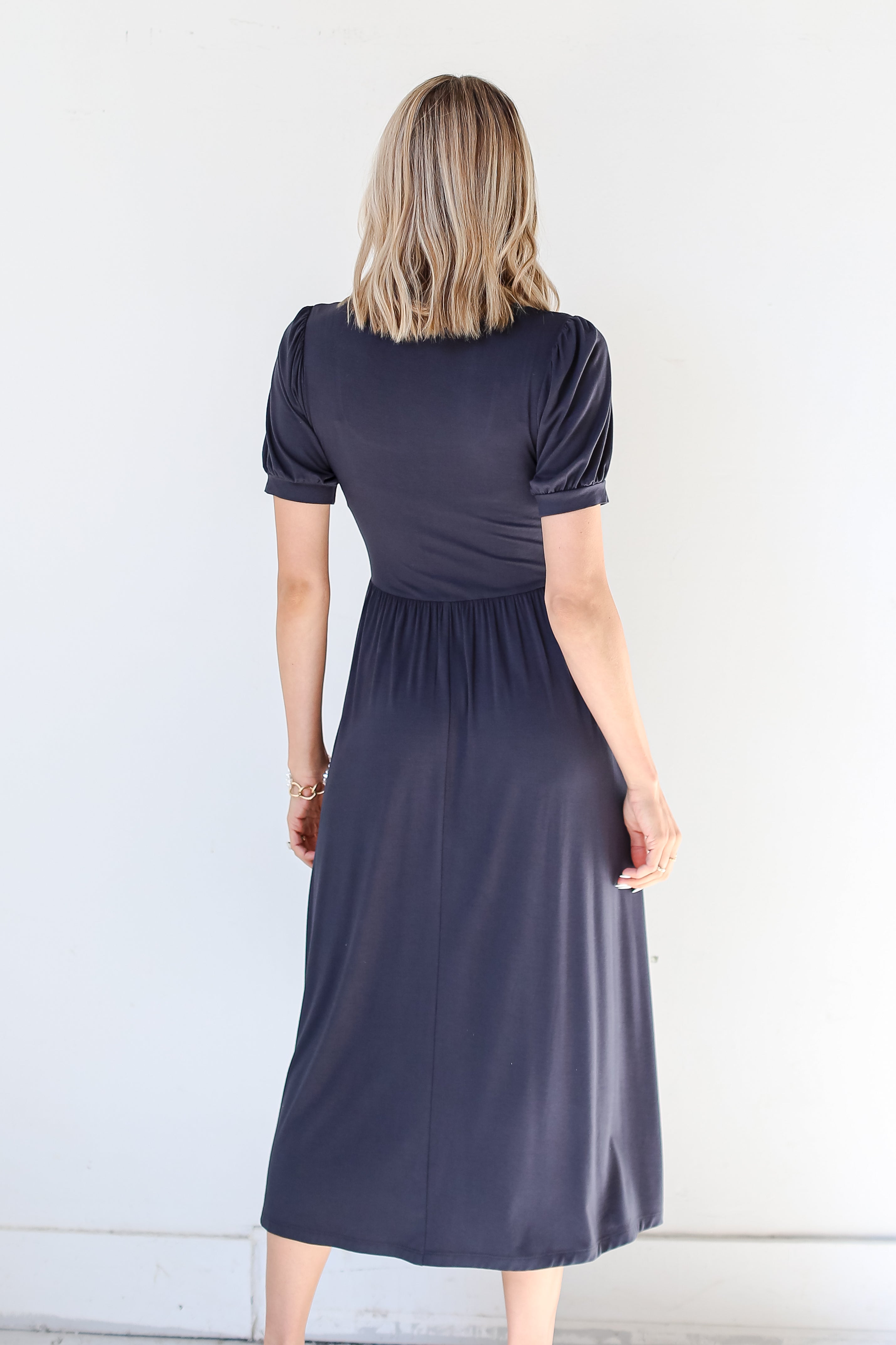 charcoal Midi Dress back view