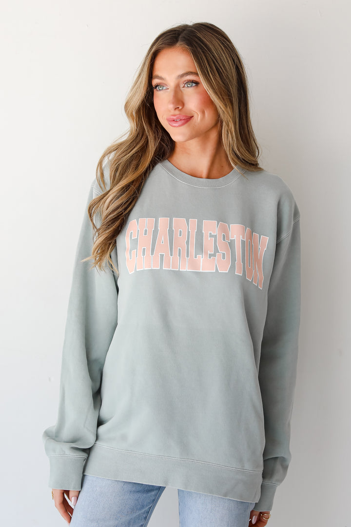 Sage Charleston Pullover. Charleston Sweatshirt. Graphic Sweatshirt. Oversized Sweatshirt Womens.