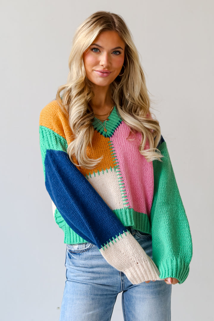 Color Block Sweater on dress up model