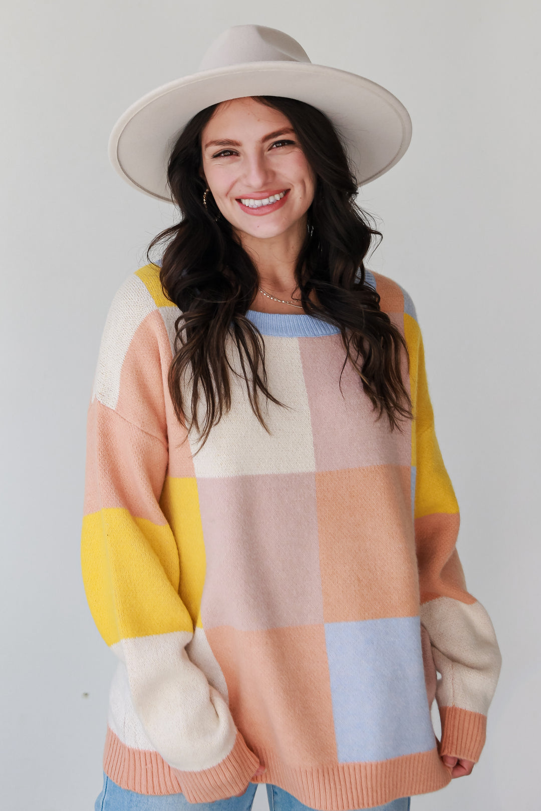 cute Color Block Oversized Sweater