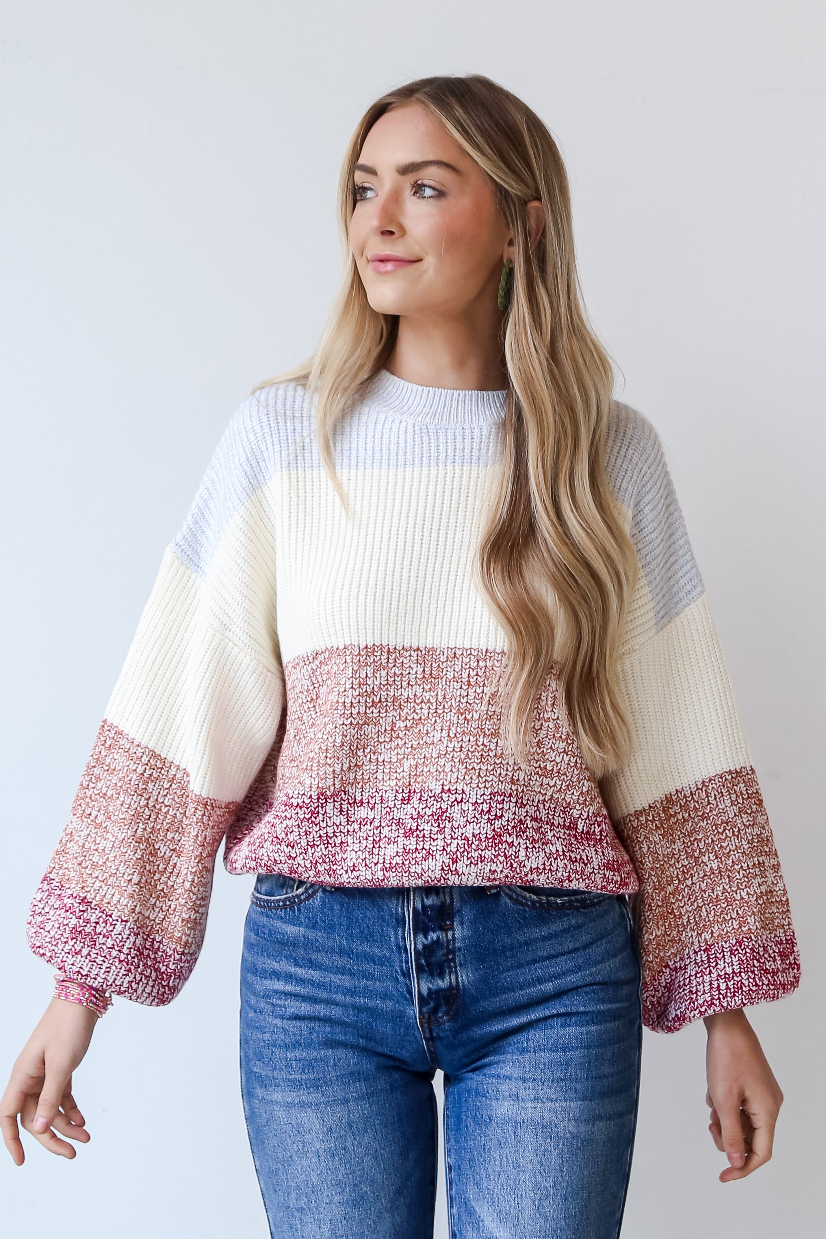 Color Block Sweater on model