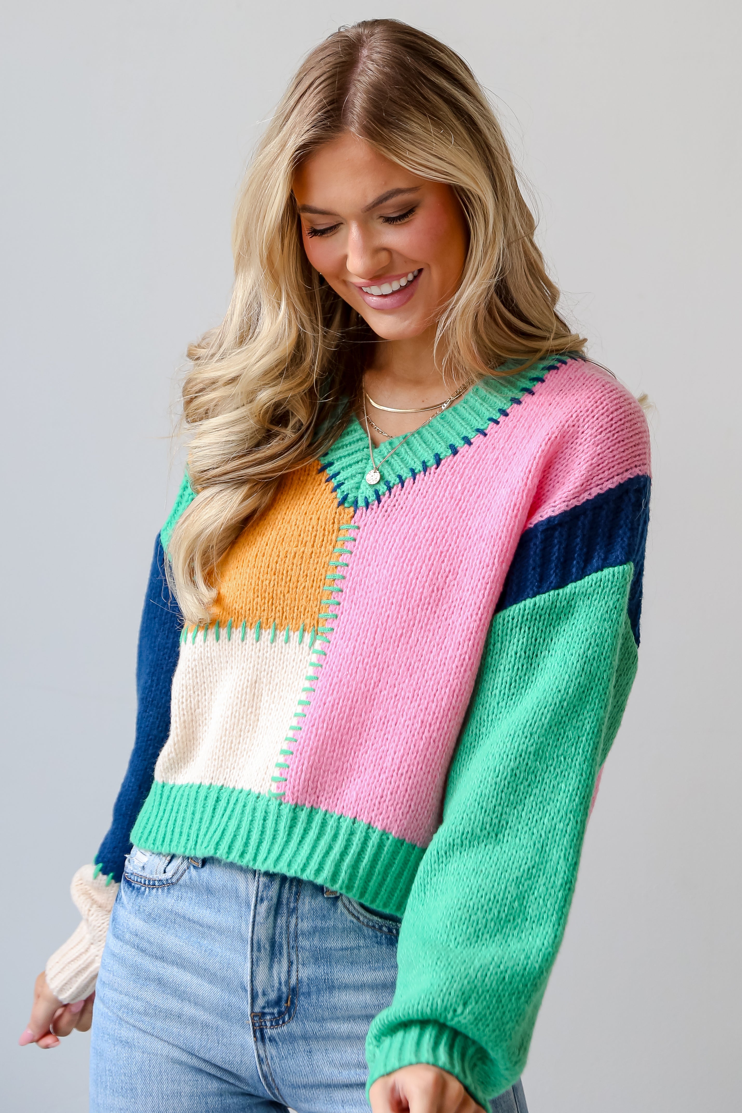 Color Block Sweater front view