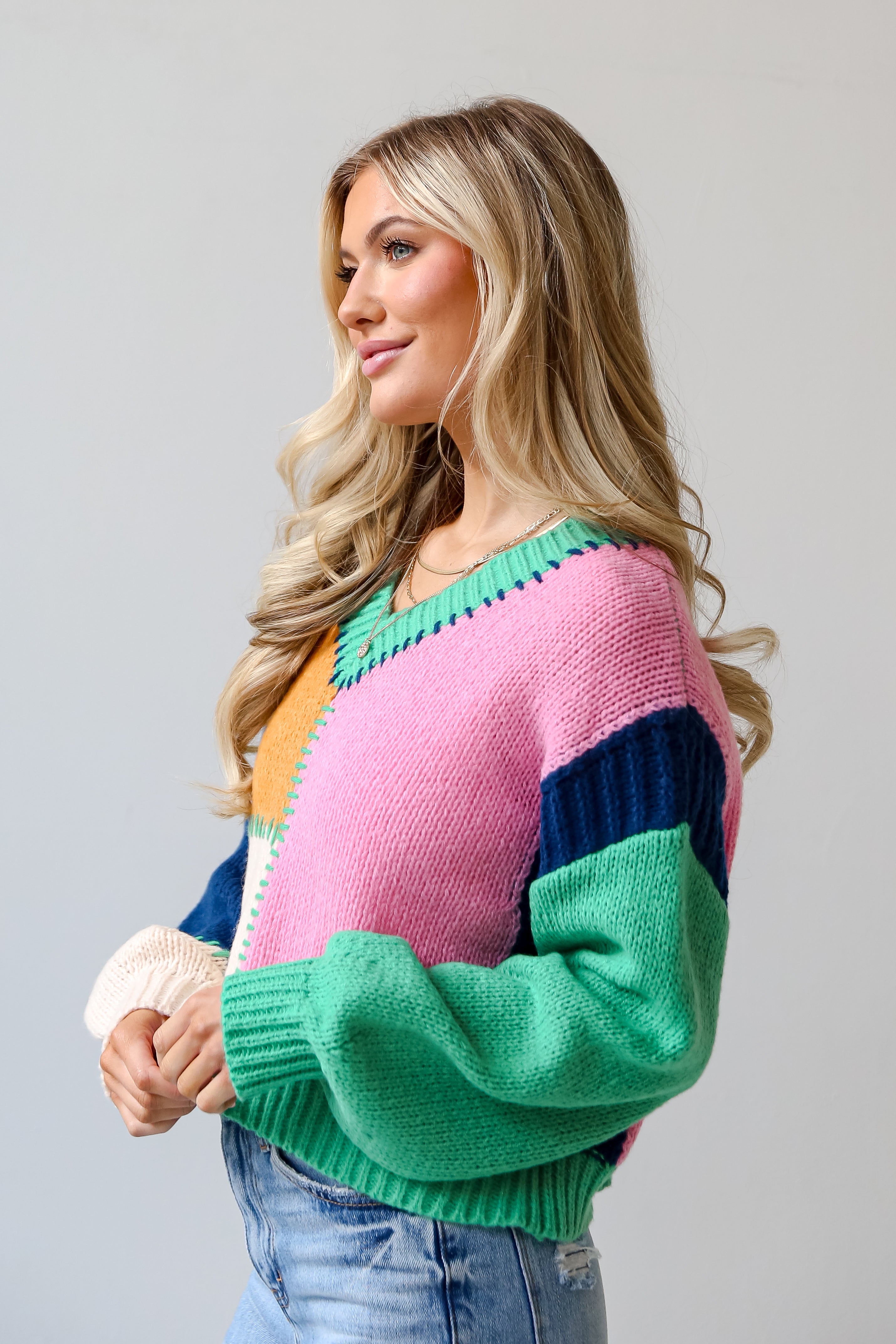Color Block Sweater side view
