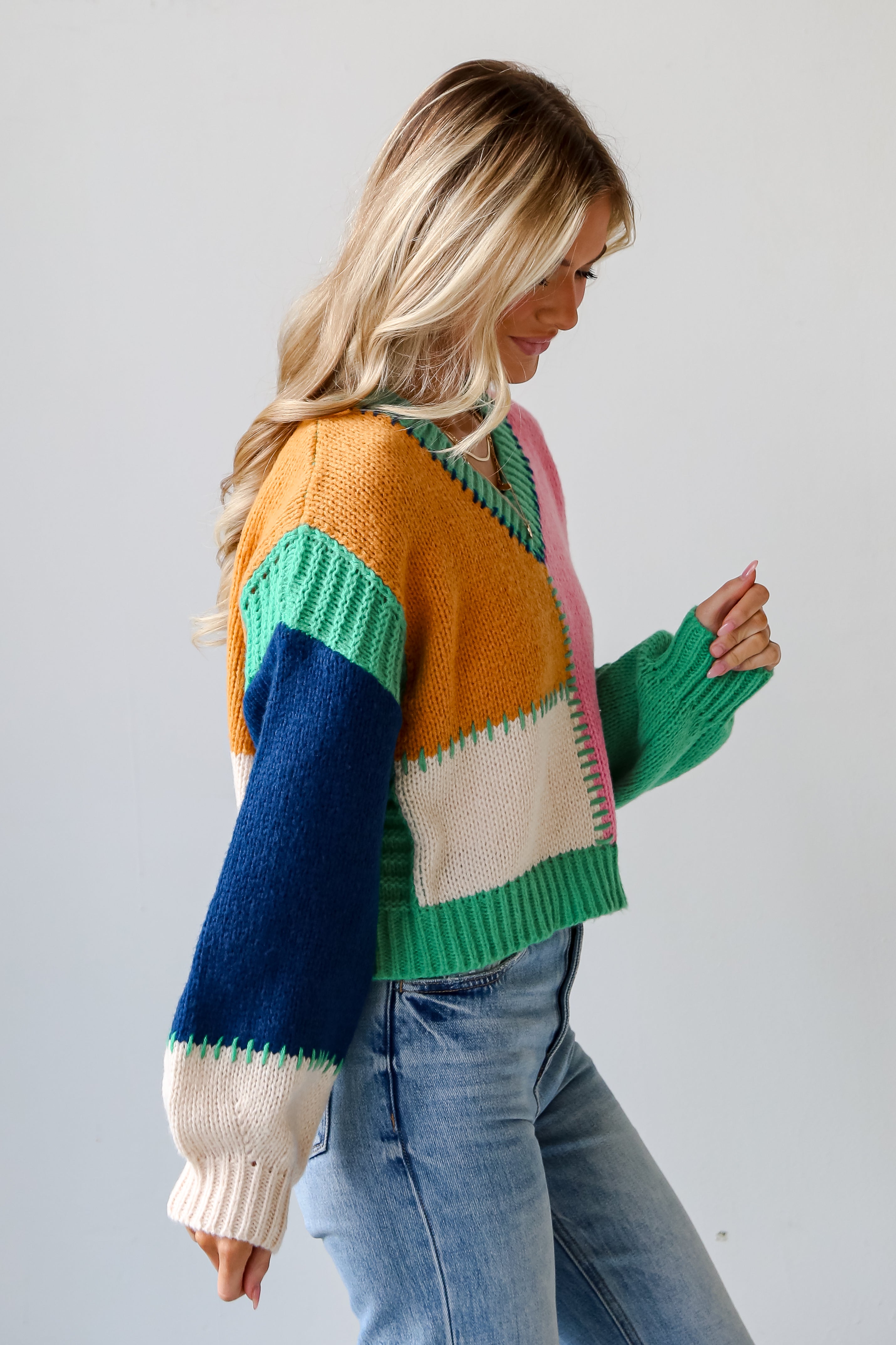 Color Block Sweater close up
