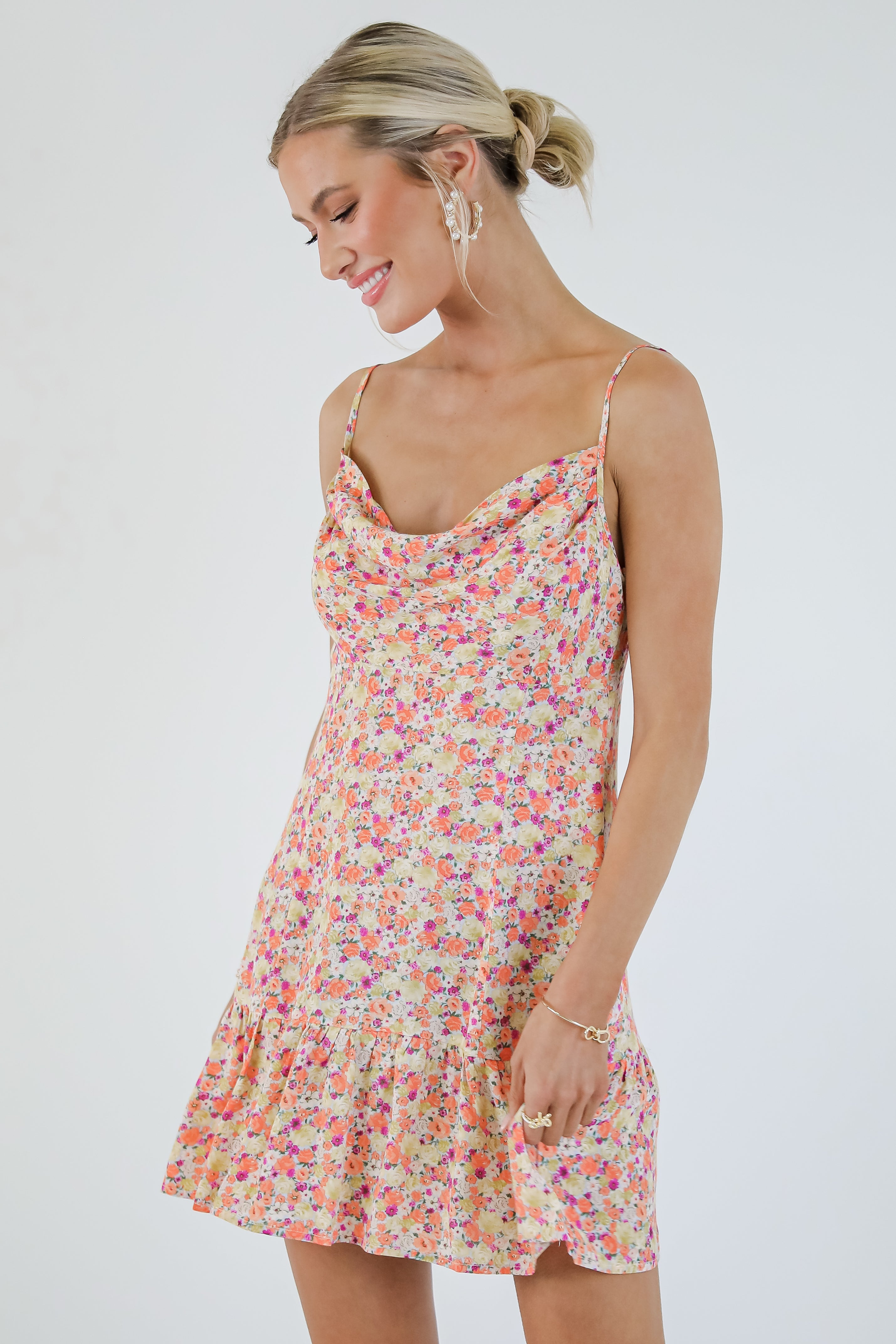 In The Wildflowers Coral Floral Mini Dress