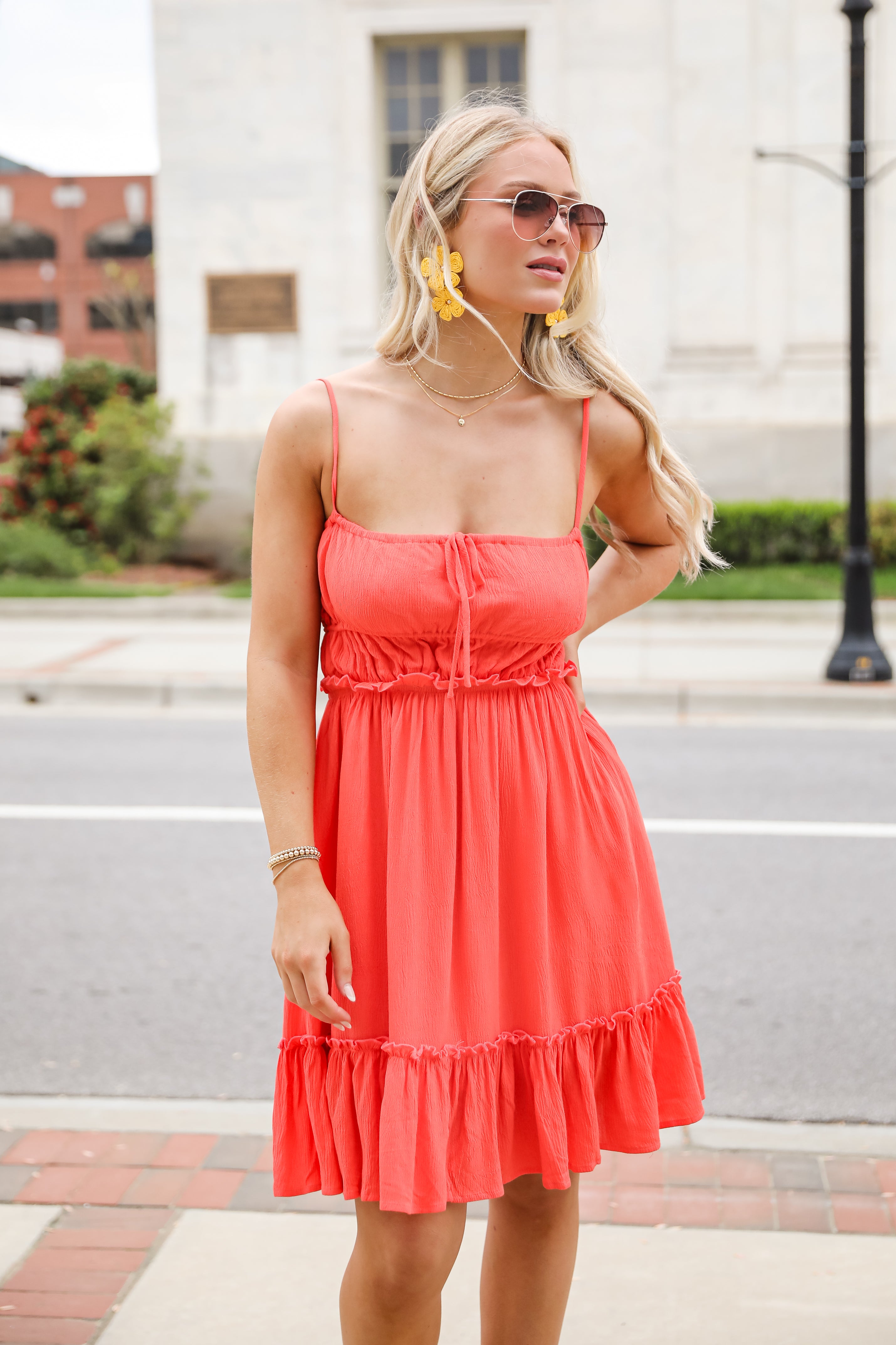 Watch The Sunset Coral Mini Dress