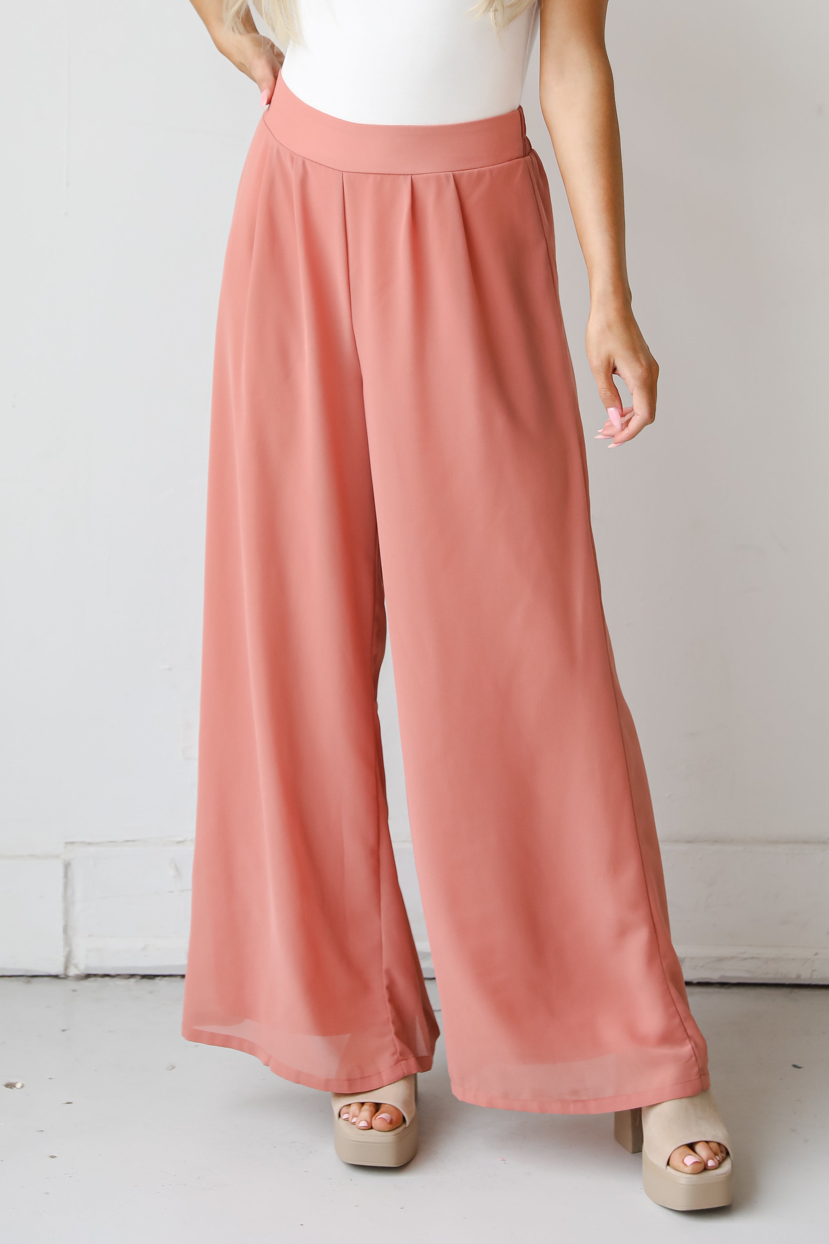 coral Wide Leg Pants