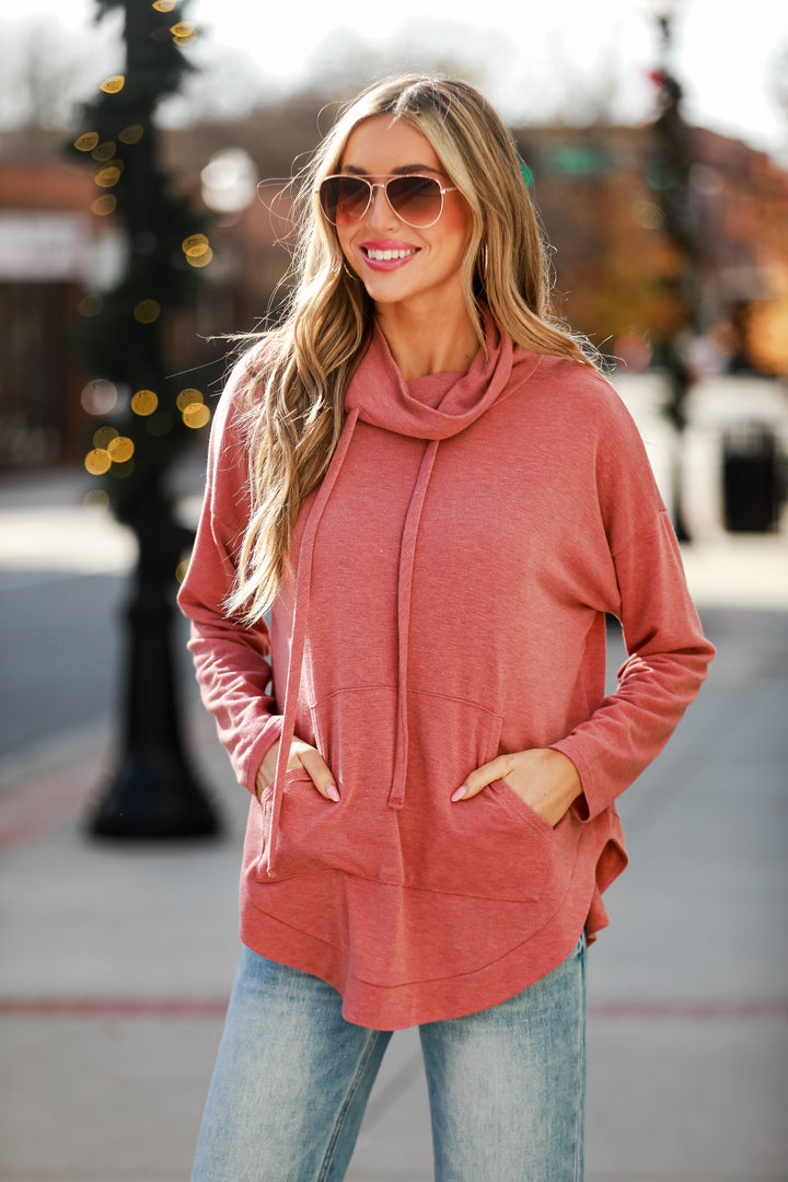 rust Cowl Neck Pullover