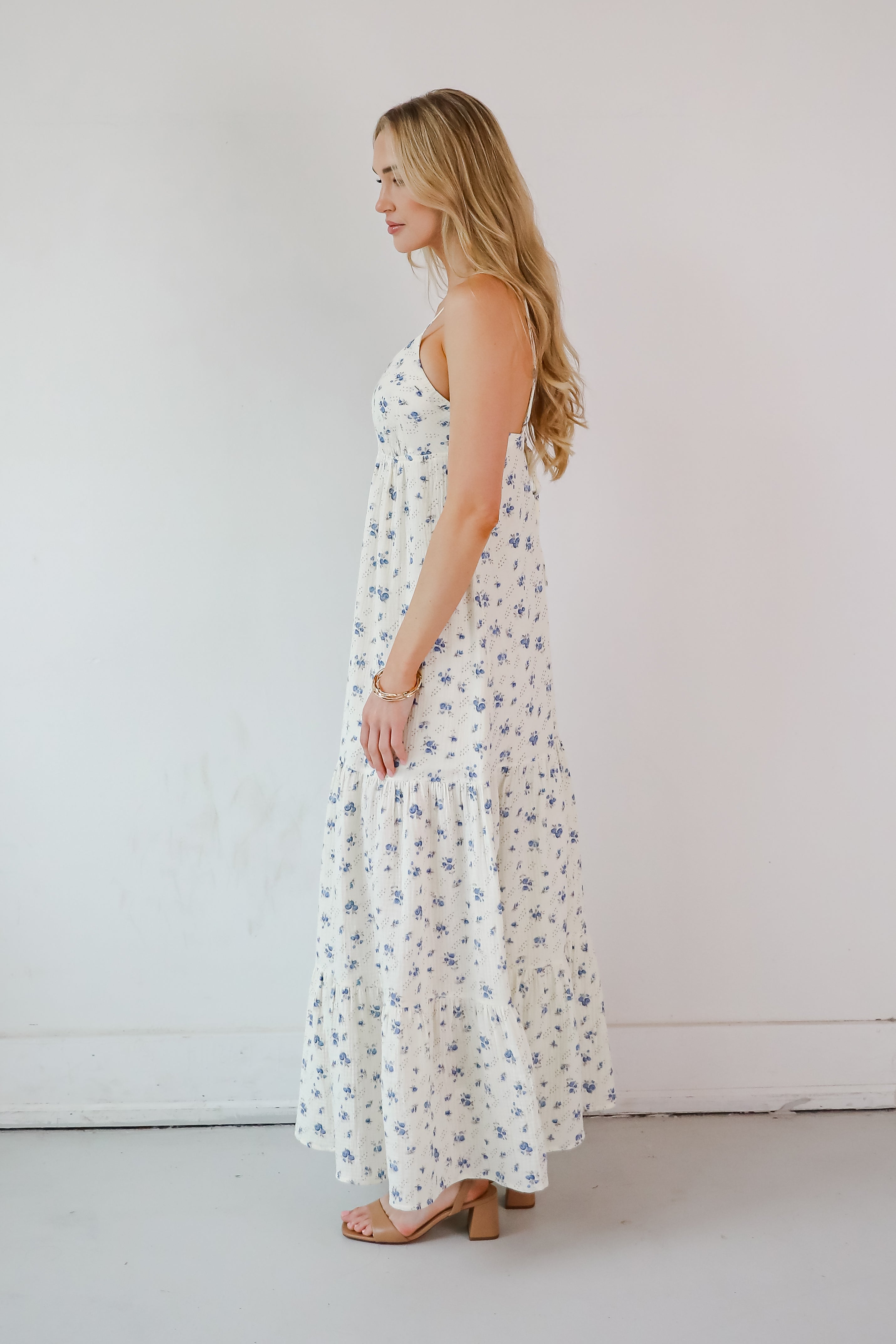 Love You More Cream Floral Linen Maxi Dress