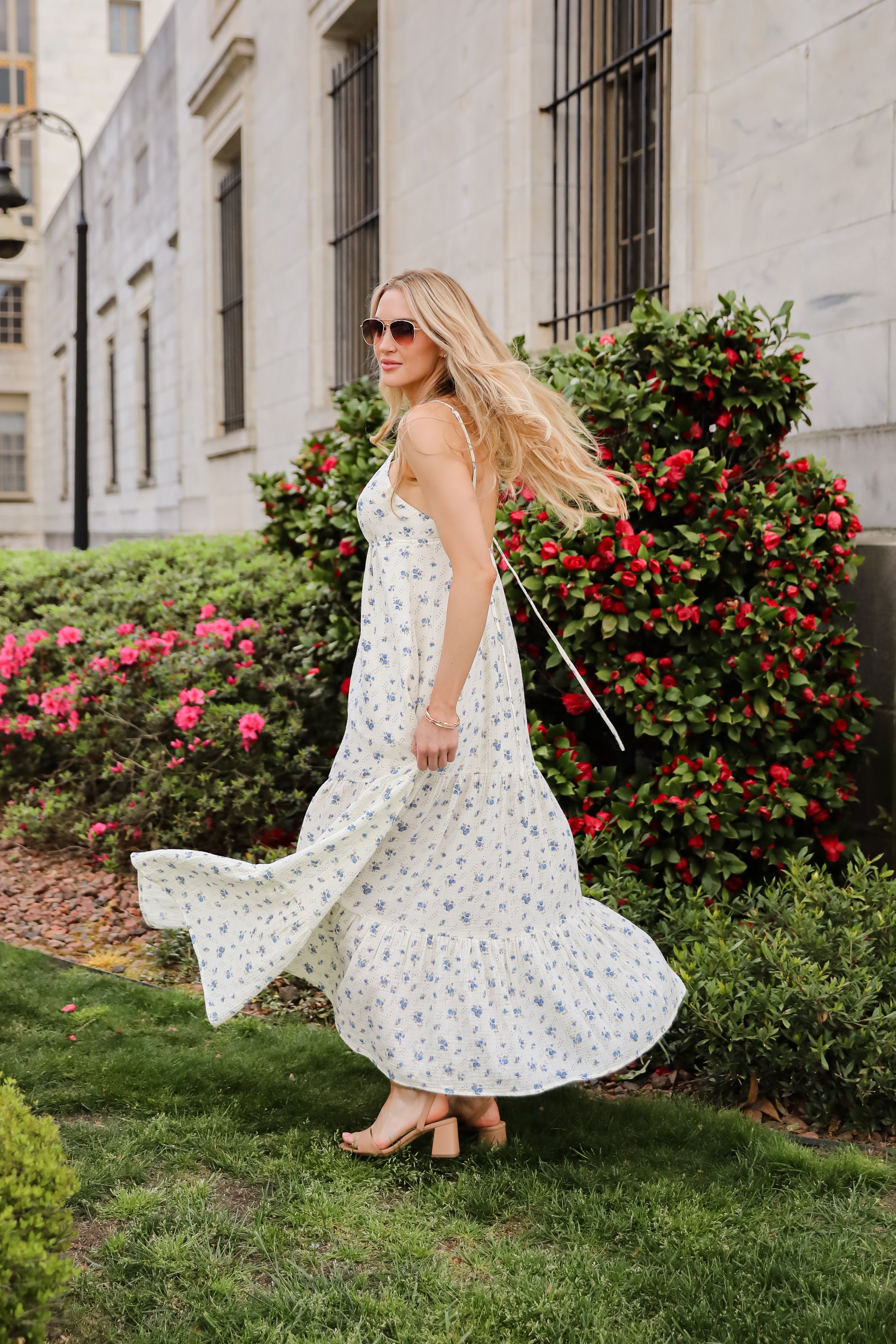Love You More Cream Floral Linen Maxi Dress