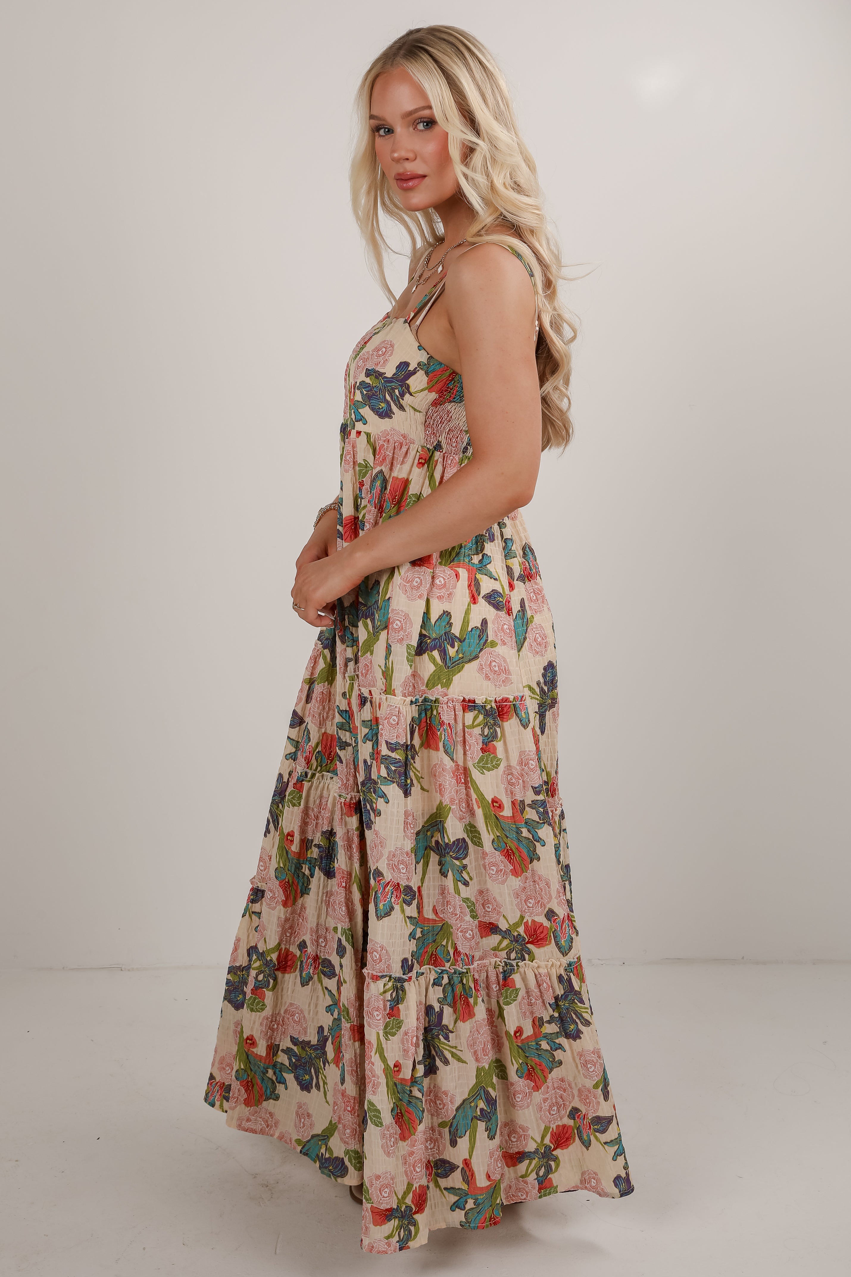 In Your Favor Cream Floral Maxi Dress
