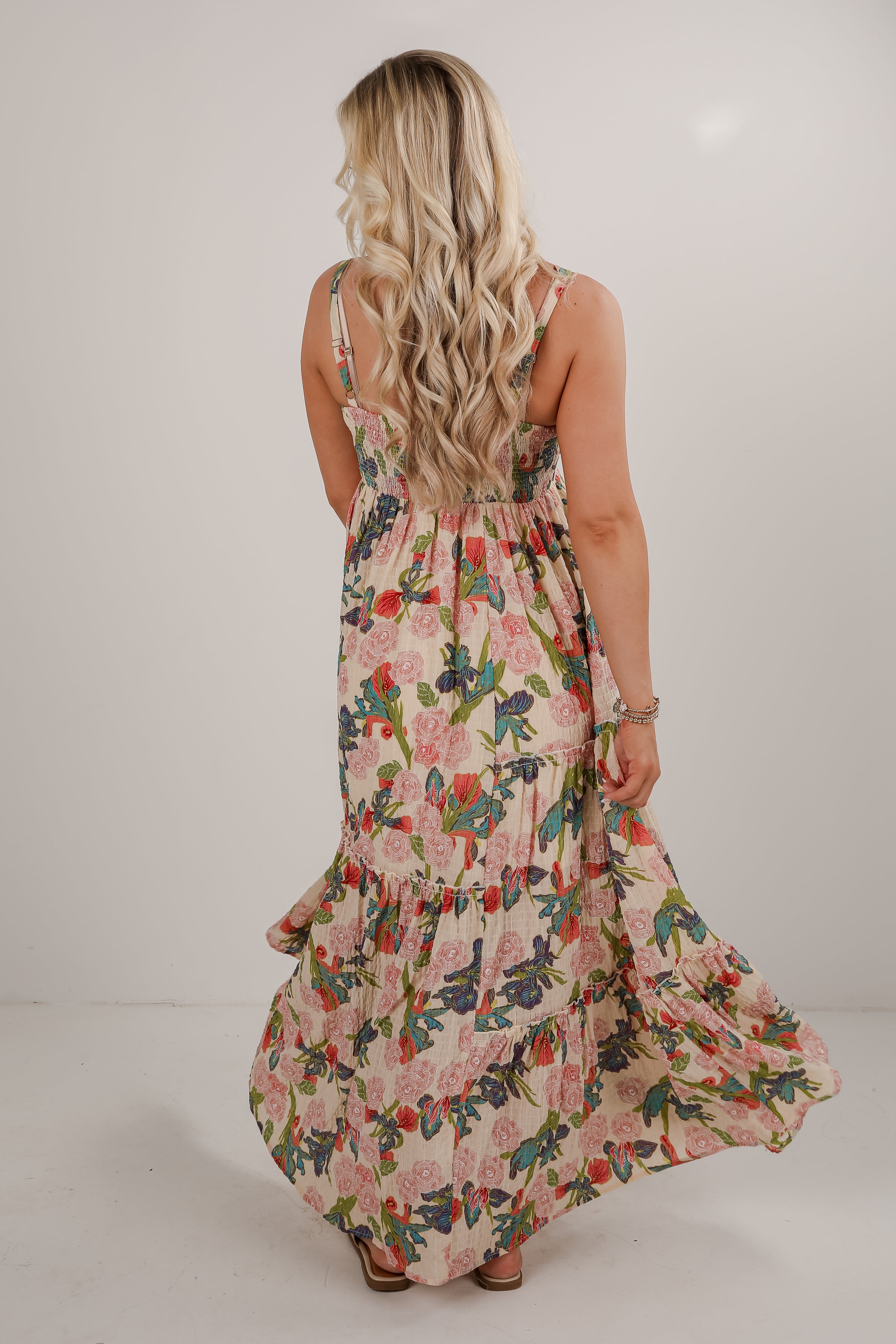 In Your Favor Cream Floral Maxi Dress