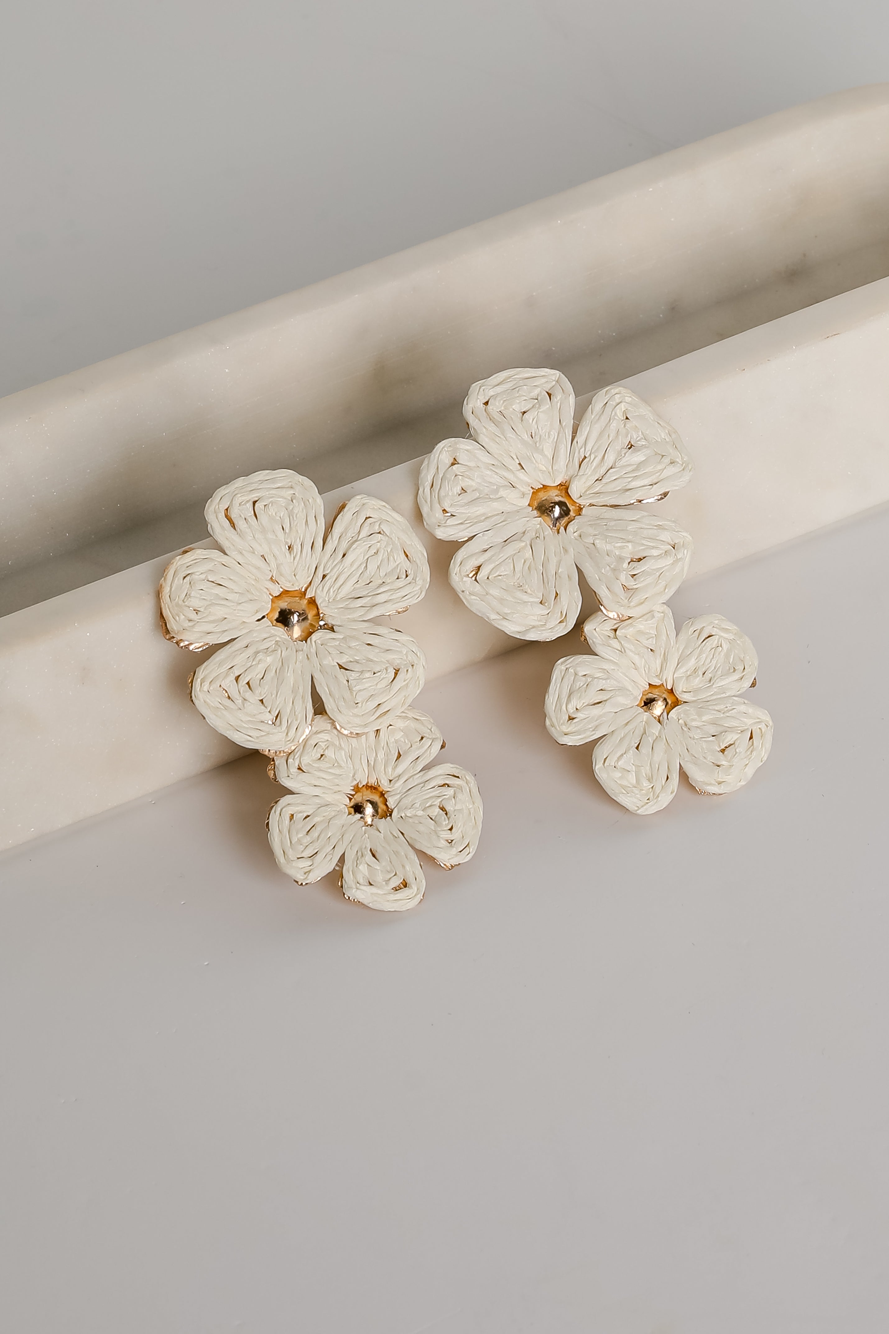 Gracie Straw Flower Drop Earrings
