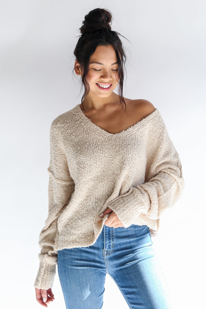cute Cream Oversized Sweater