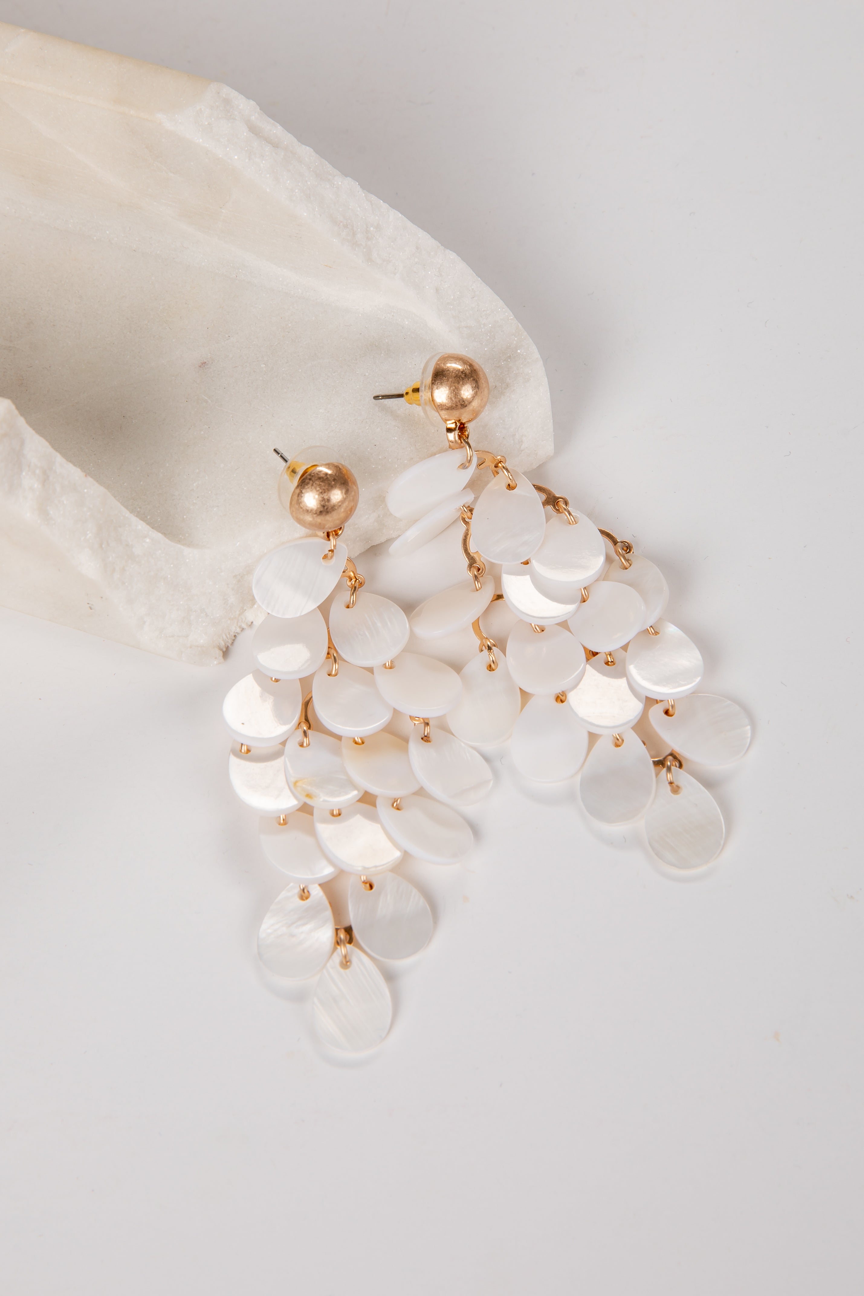 Trendy Cream Layered Statement Earrings | Women's Jewelry | DressUp Trendy Cream Layered Statement Earrings | Women's Jewelry | DressUp