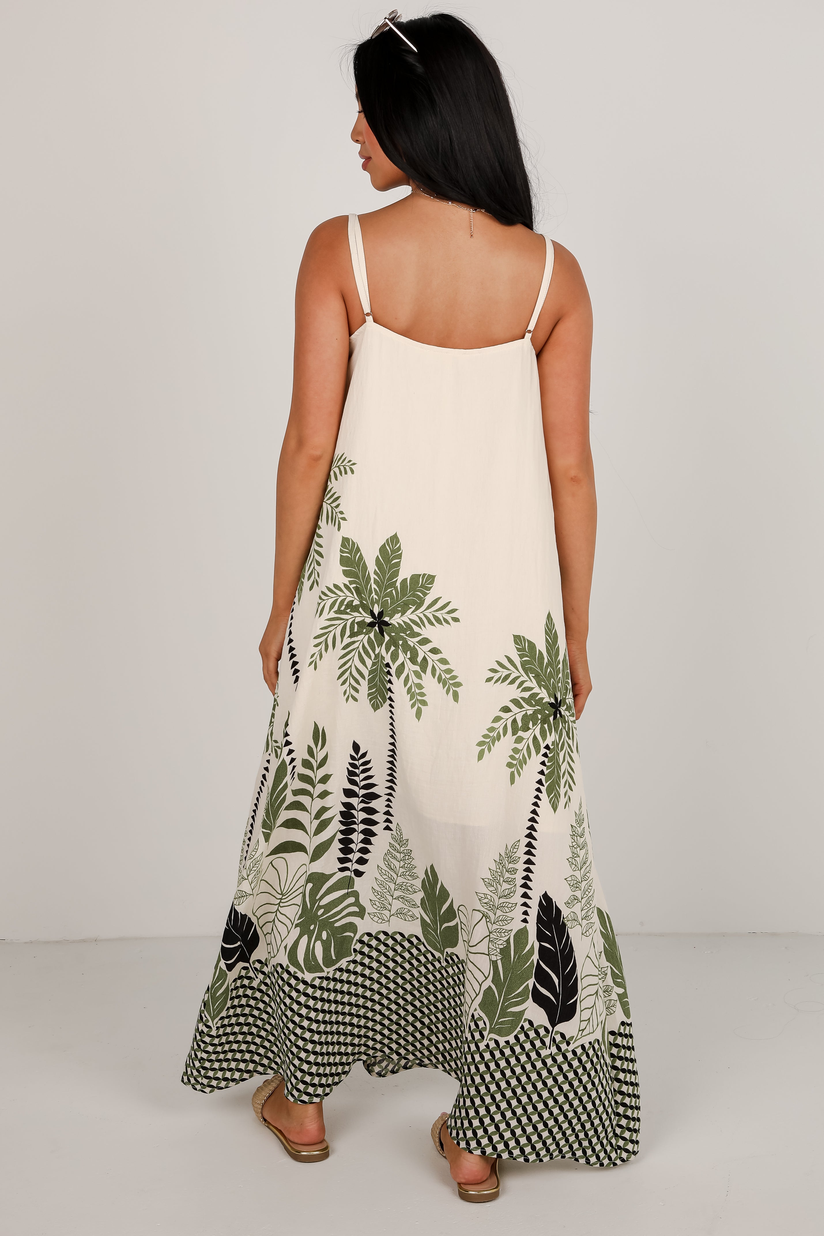 Wherever You Go Leaf Print Maxi Dress