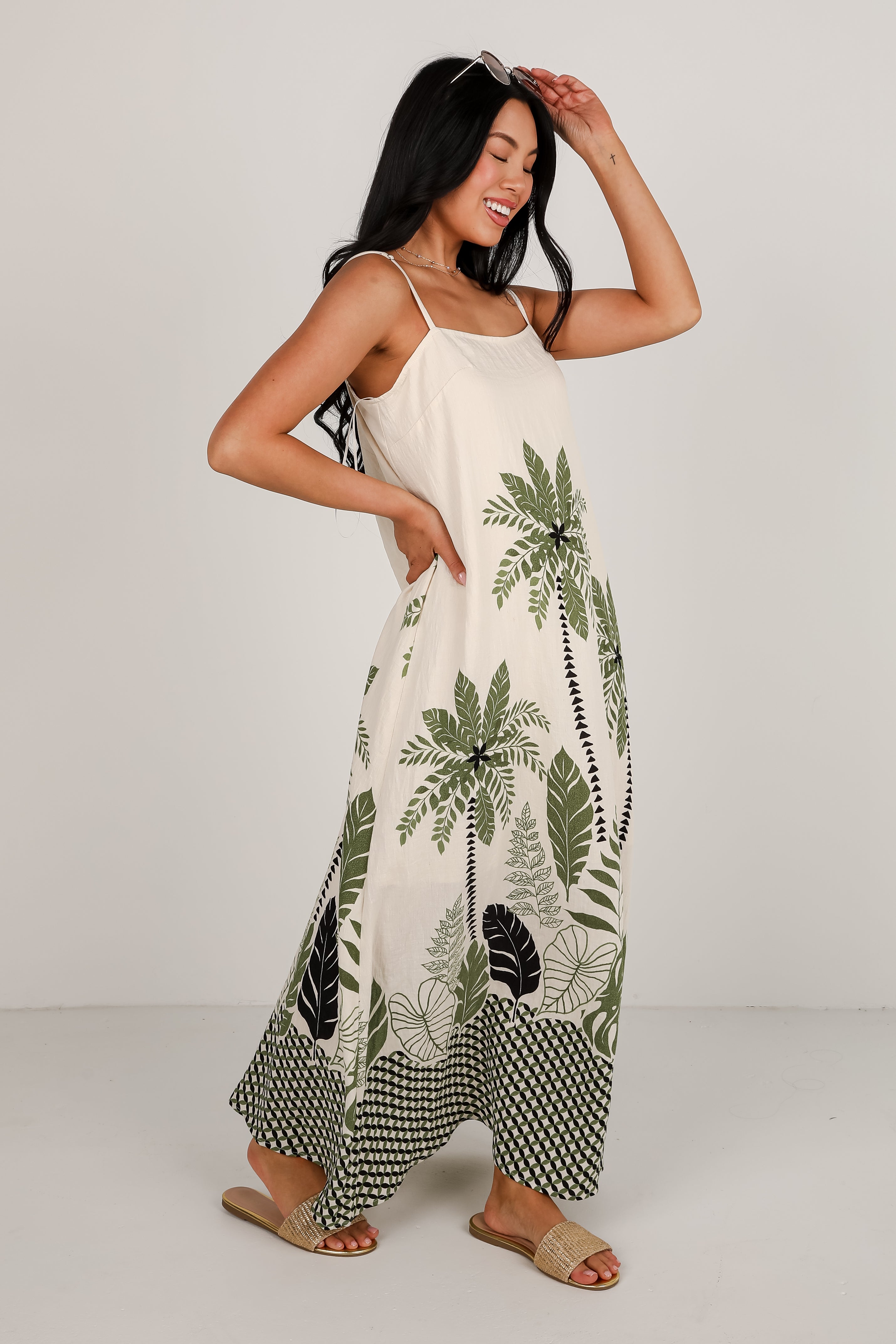 Wherever You Go Leaf Print Maxi Dress