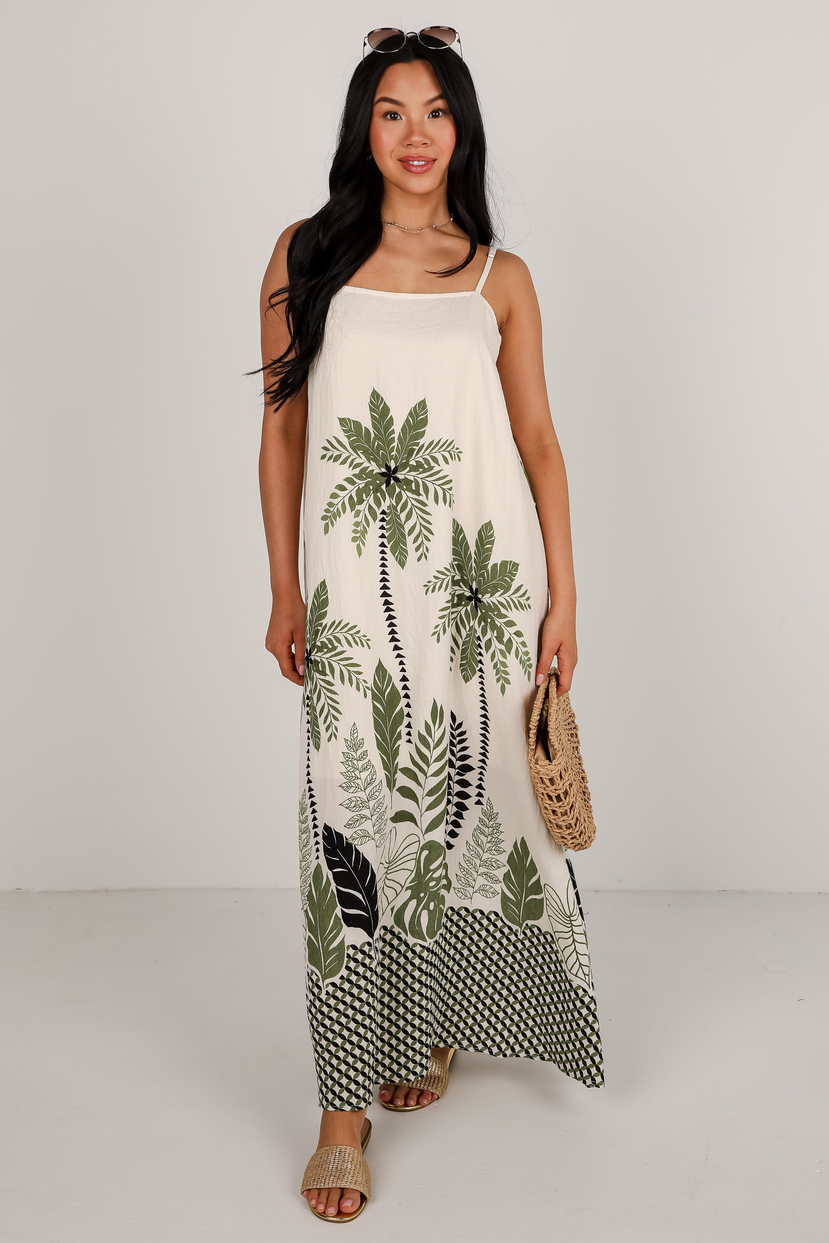 Wherever You Go Leaf Print Maxi Dress