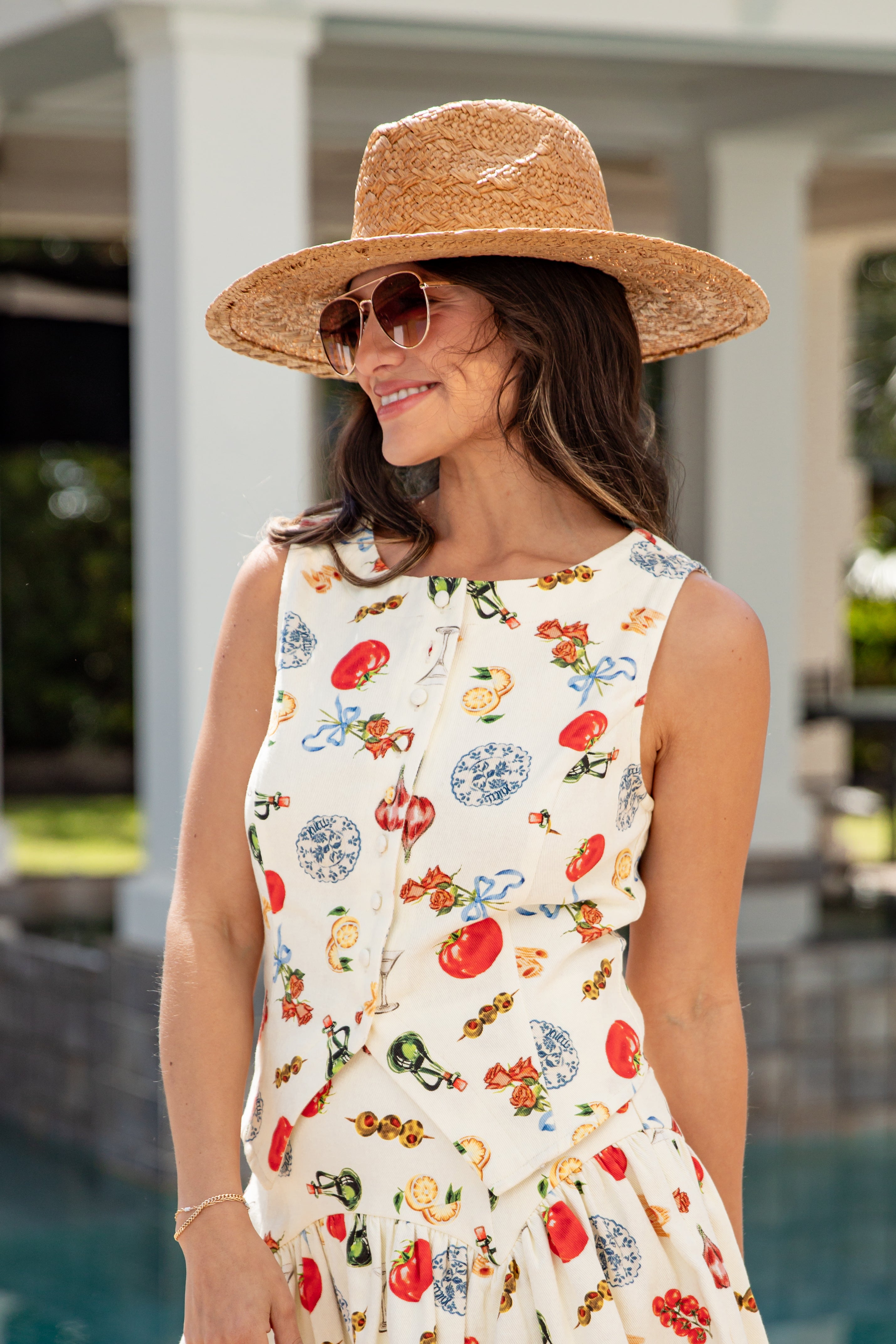 Amalfi Market Cream Printed Vest Top