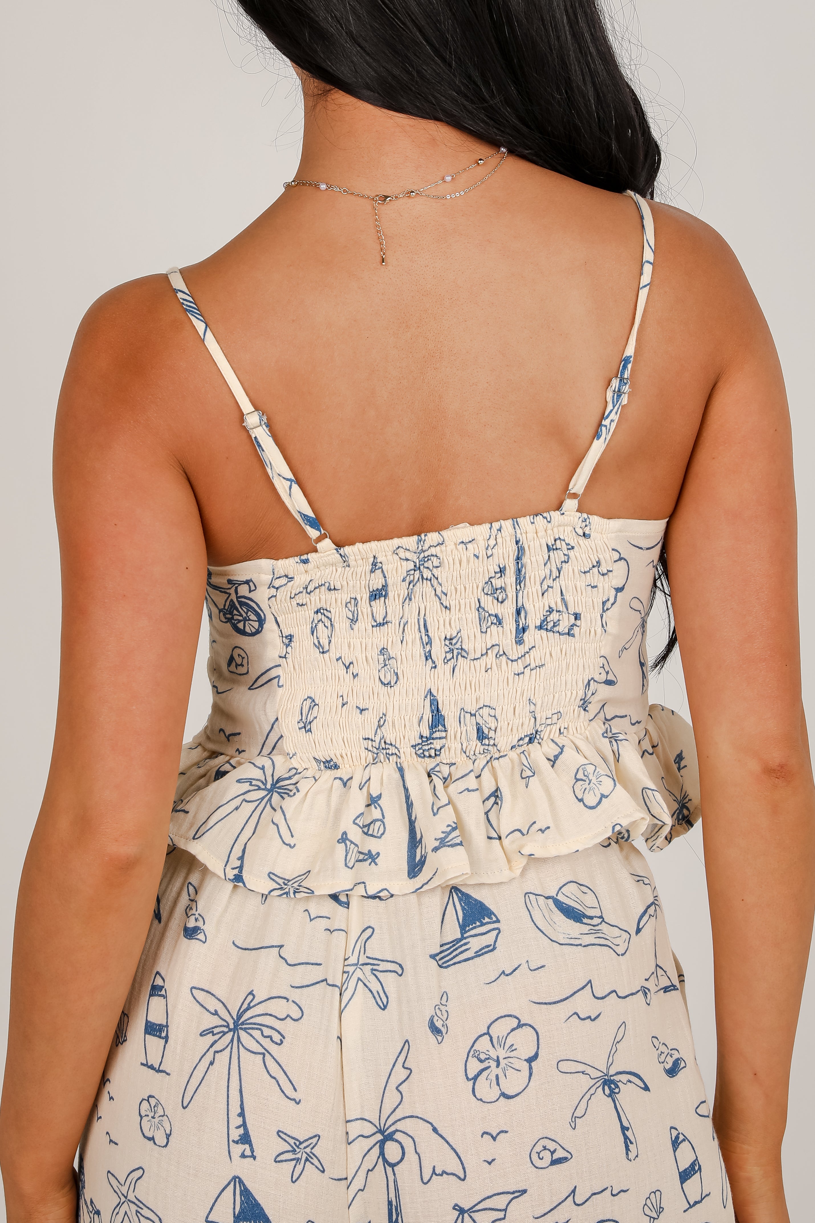 Paradise Vibes Cream Linen Tropical Tank