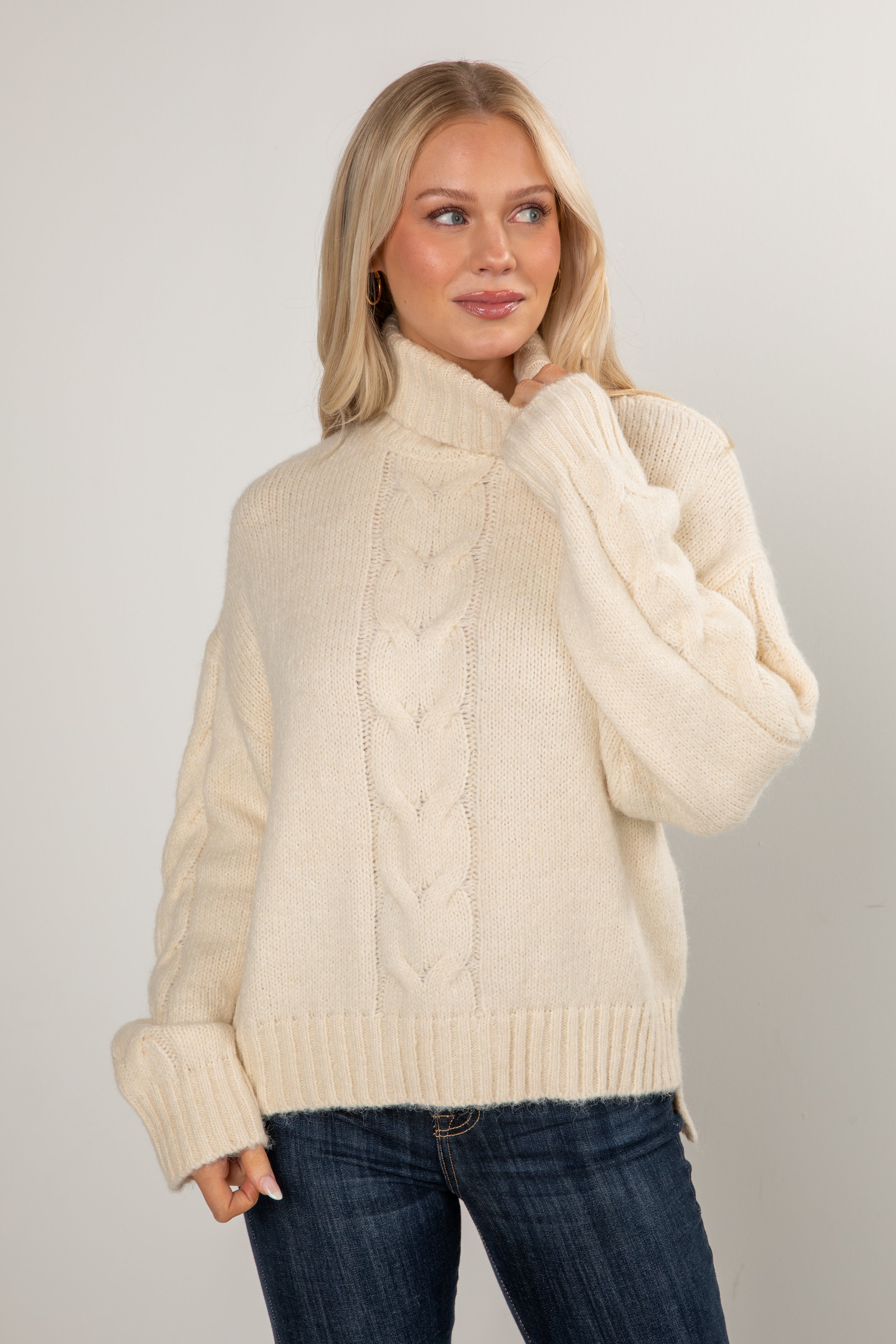 Cabin Morning Cream Turtleneck Sweater