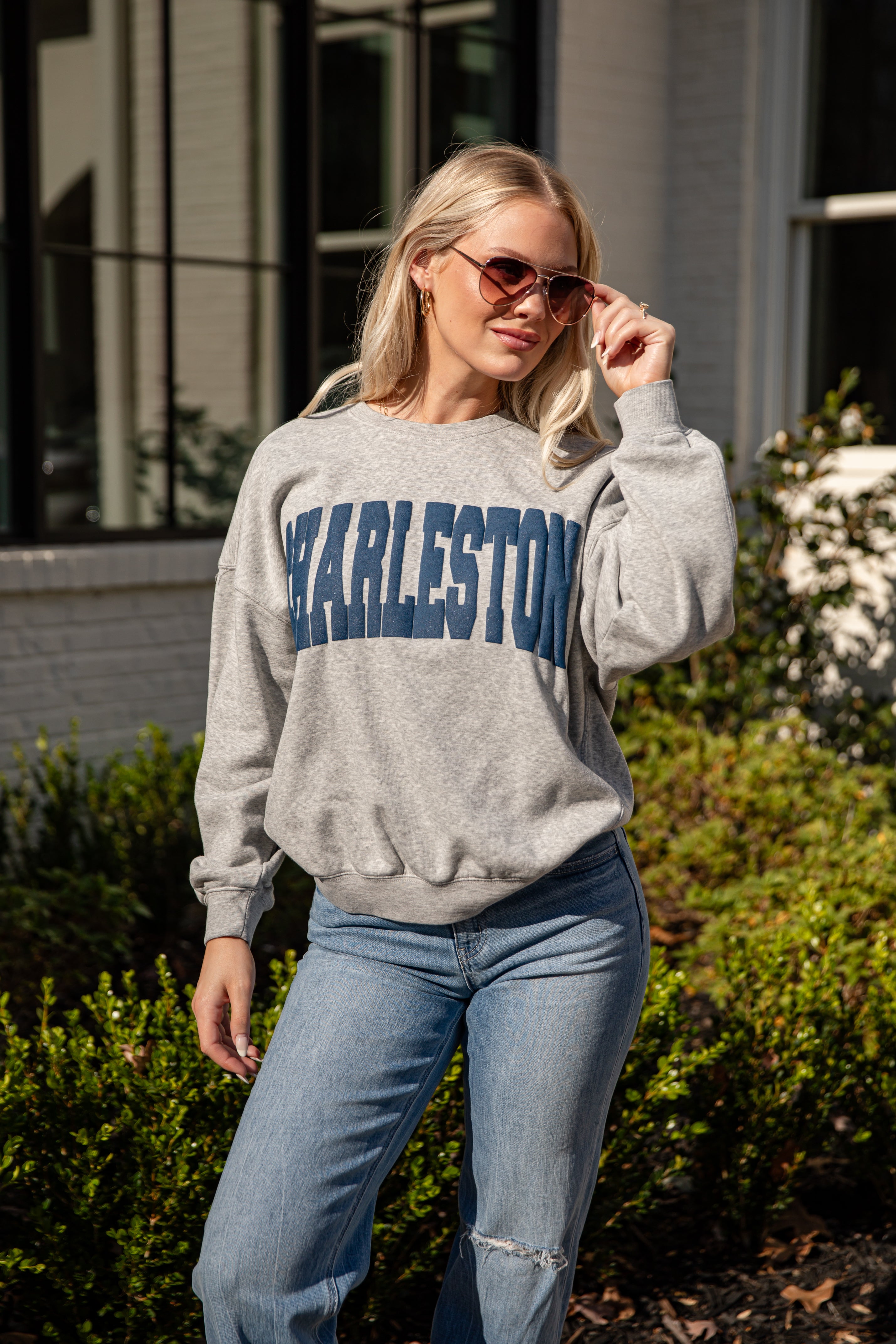 Heather Grey Charleston Block Letter Sweatshirt